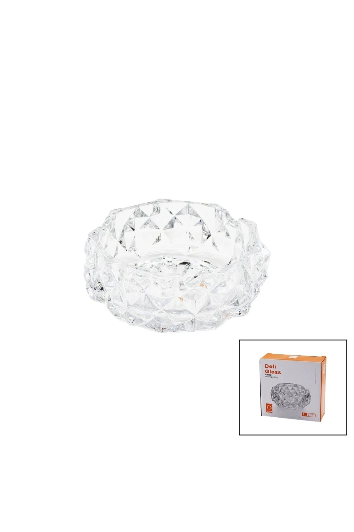 İnnMerry BÜYÜK CAM - DIAMOND KRİSTAL ŞEKİL YUVARLAK KÜLLÜK ÇAP: 12.8CM - D: 5.2CM (5047)