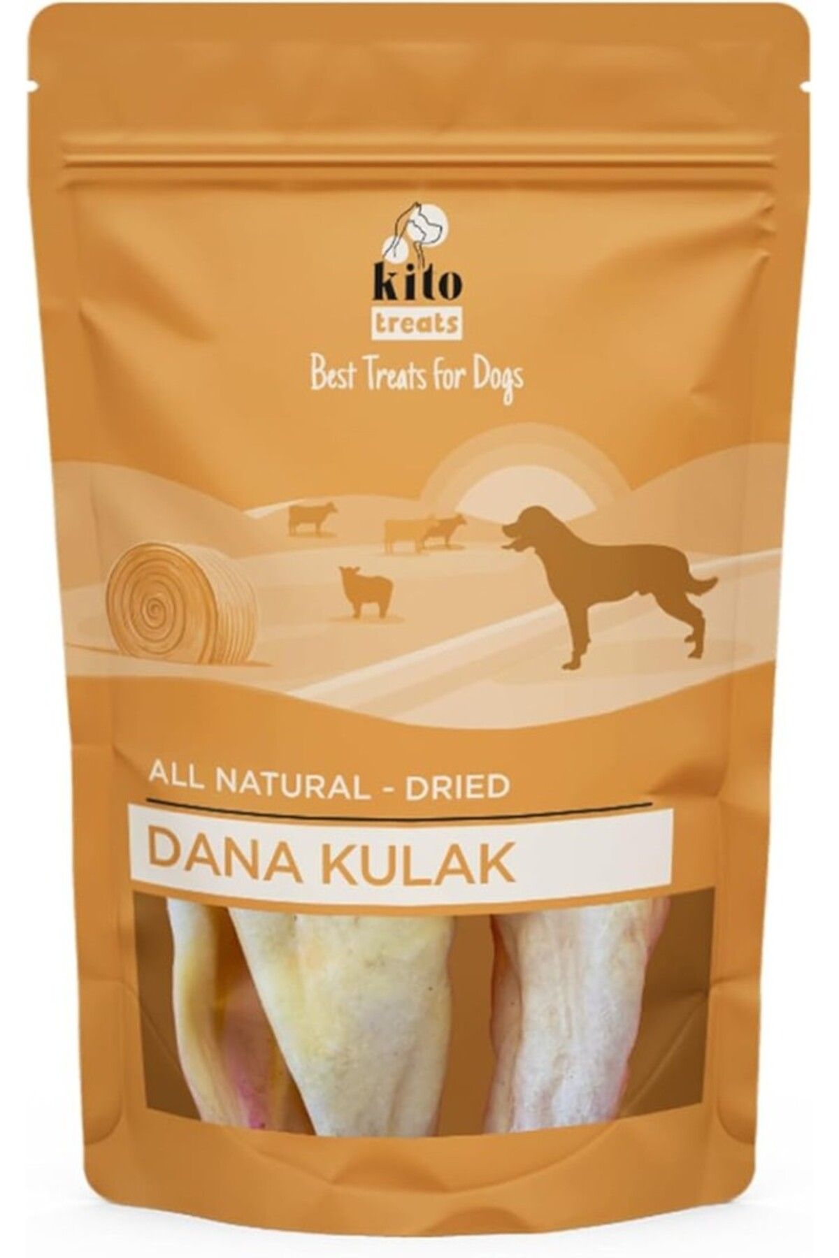 Orqinel Kito Kurutulmuş Dana Kulak Çiğnemelik Köpek Ödül Maması%100 Doğal, Glutensiz, Organik 100 gr (Dog Tr