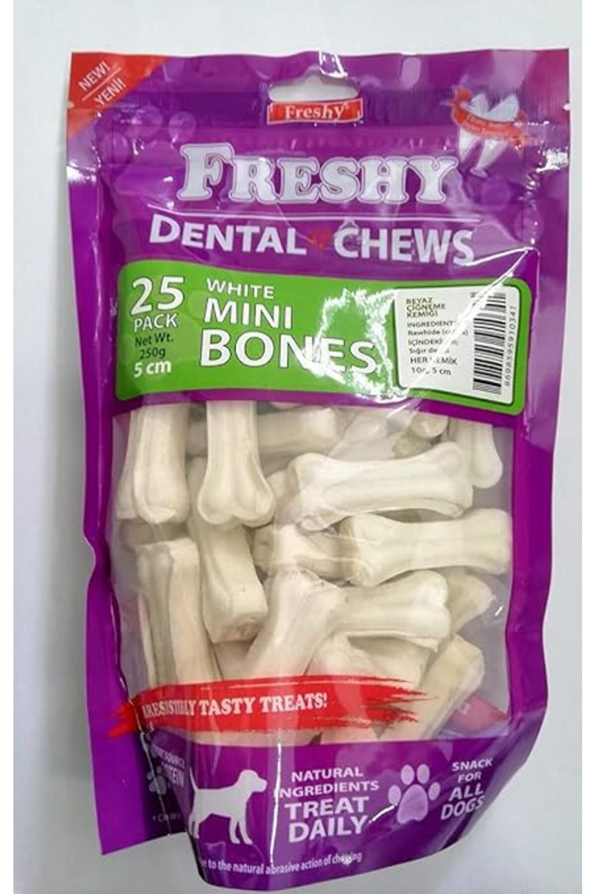 Orqinel İREM Freshy Dental Mini bones Sütlü Köpek Çiğneme Kemiği 25 Adet.250 gr