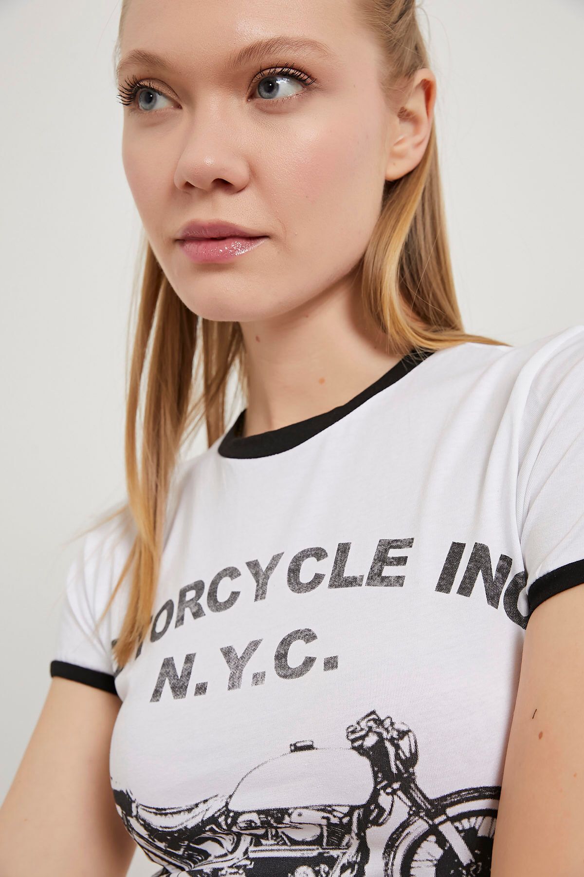 Arma Life ARMALIFE 2783 BİYE DETAYLI BASKILI ESNEK KADIN T-SHIRT