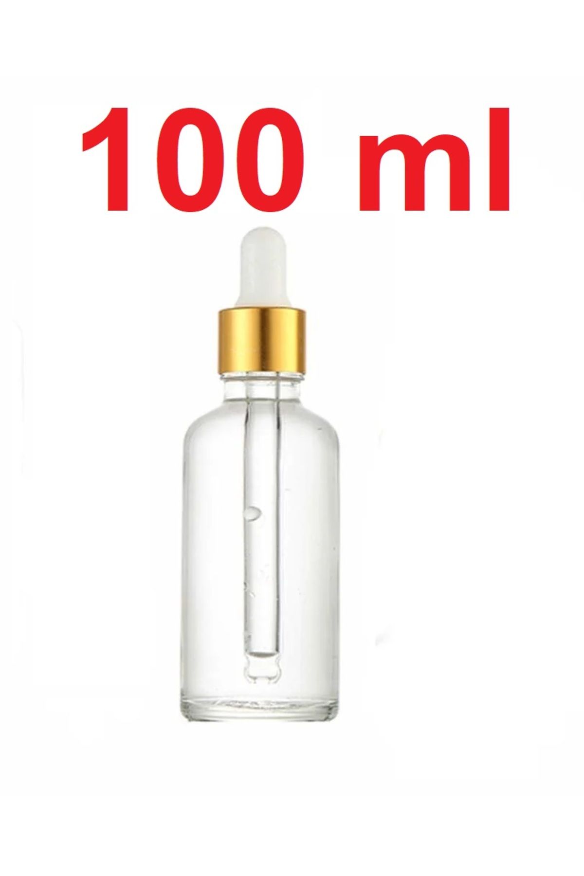 junibeliw 4 Adet 100ml Şeffaf Cam Gold Metal Kapaklı Cam Damlalıklı Boş Çok Amaçlı Esans Yağ Şişesi 4x100ml