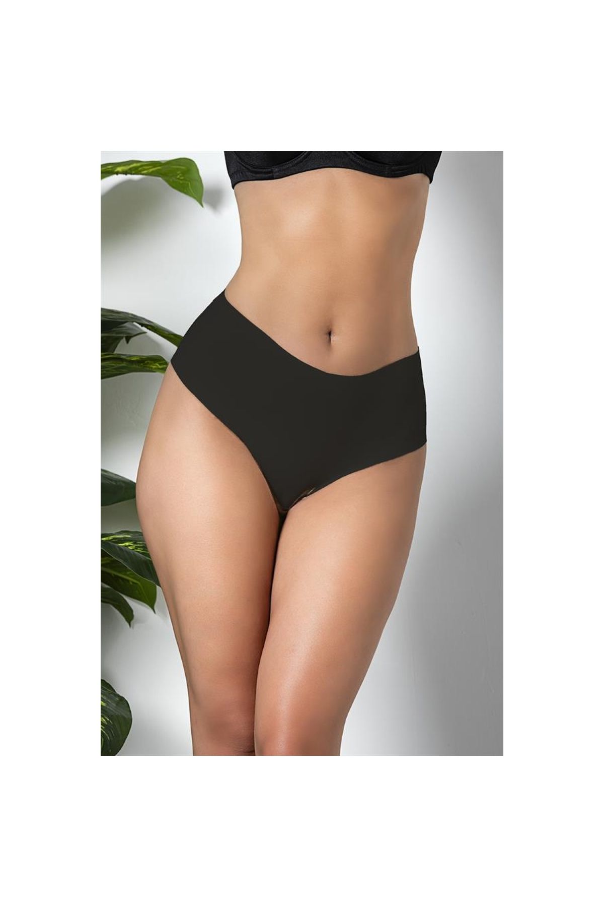 Marsilyan 3'lü Paket Dikişsiz, İz Yapmaz, Lazer Kesim, Yüksek Bel Slip Külot Siyah (brf21263)