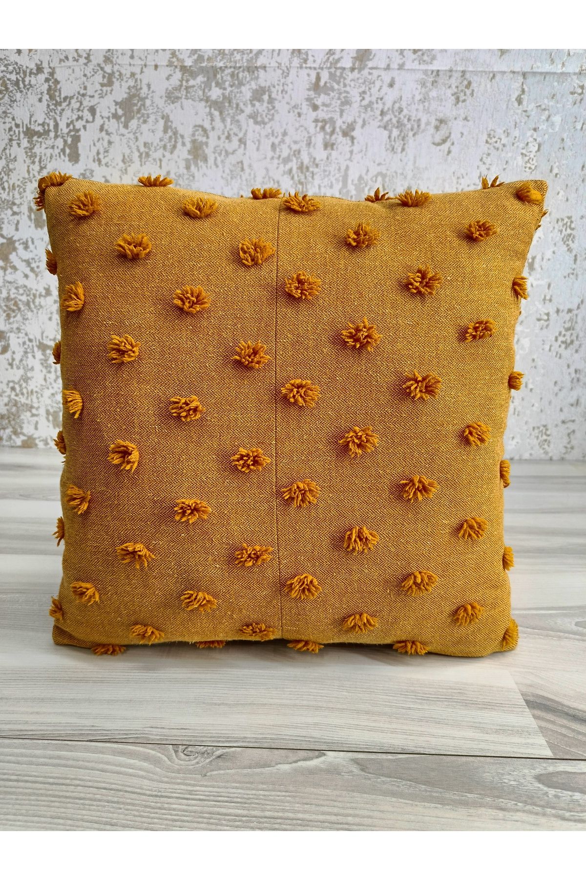 Goshıkı Turuncu Tufting Kumaş Kırlent Kılıfı 42X42 cm