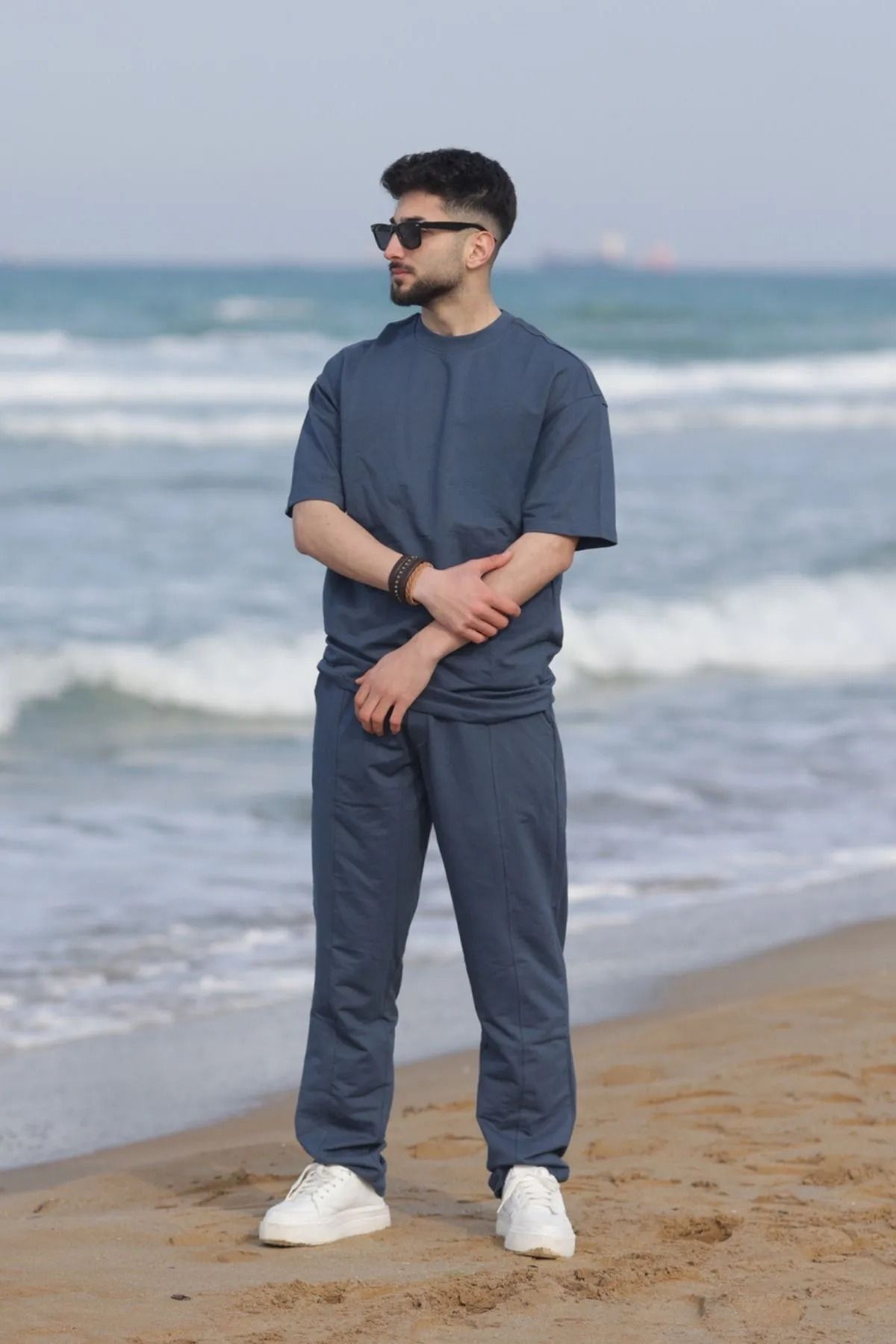 BARLİZ Erkek Yazlık Oversize Baskısız Takım
