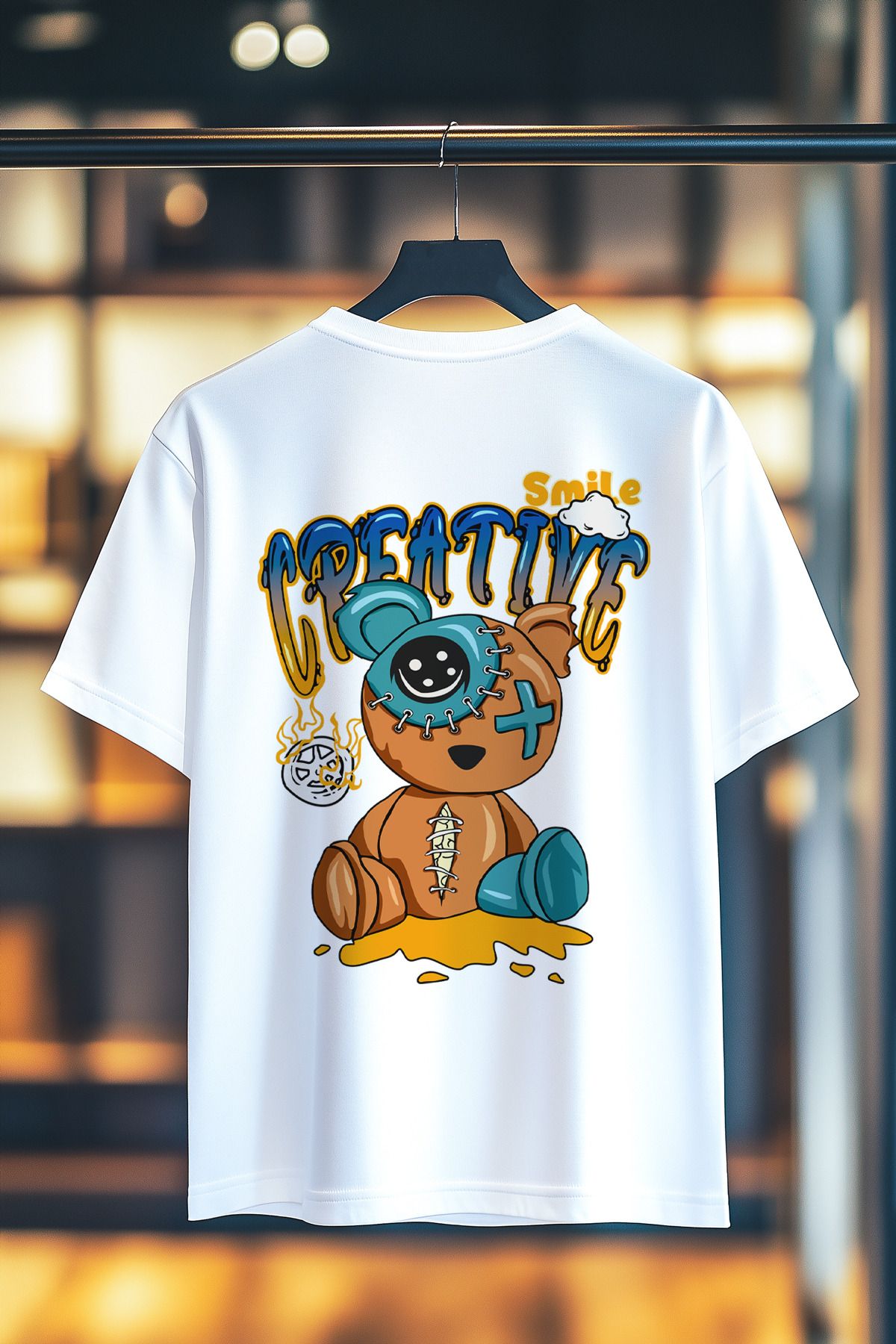 BookOrBook Smile Creative %100 Pamuk Premium Kalite Sırt Baskılı T-Shirt