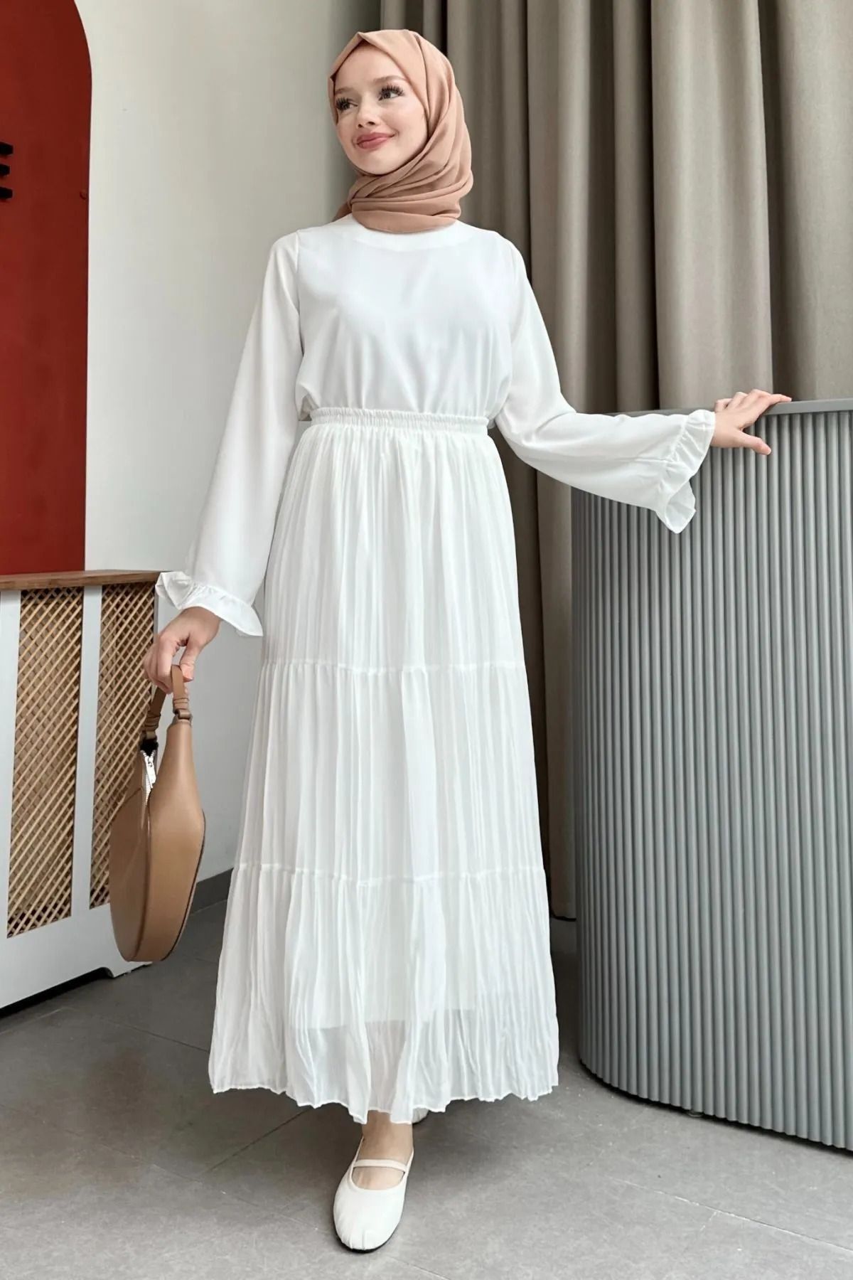Hamado Fashion HMD KADIN ŞİFON ASTARLI PİLİSELİ ETEK