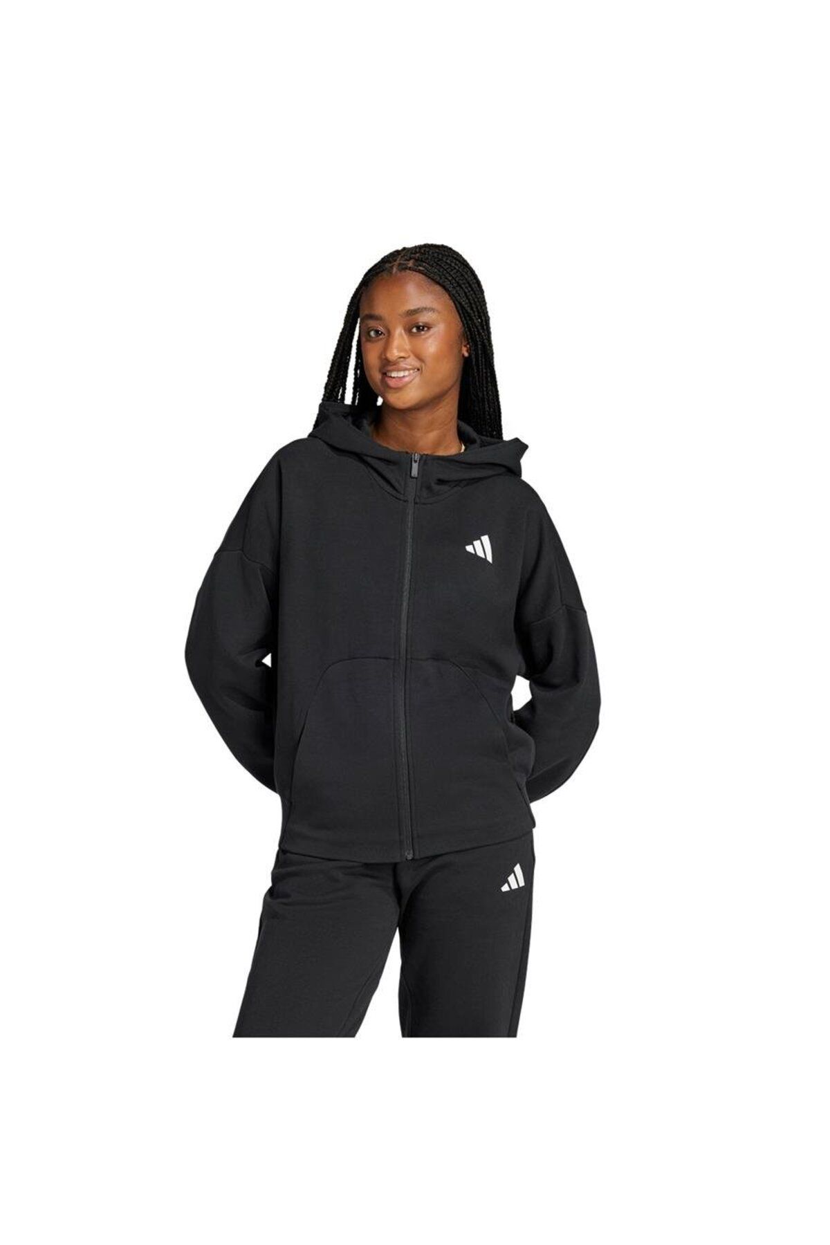 adidas Kadın Siyah Sweatshirt W FI SL FZ HD JE3989