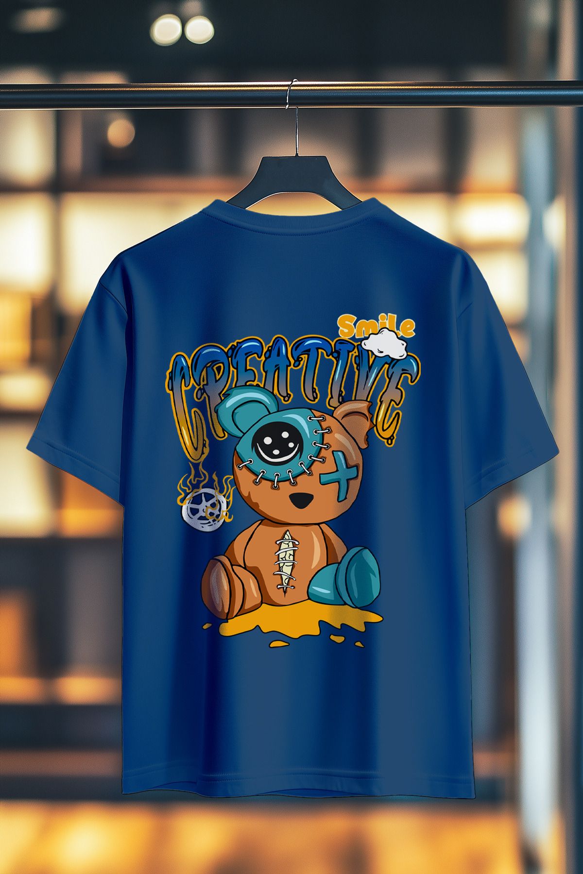 BookOrBook Smile Creative %100 Pamuk Premium Kalite Sırt Baskılı T-Shirt