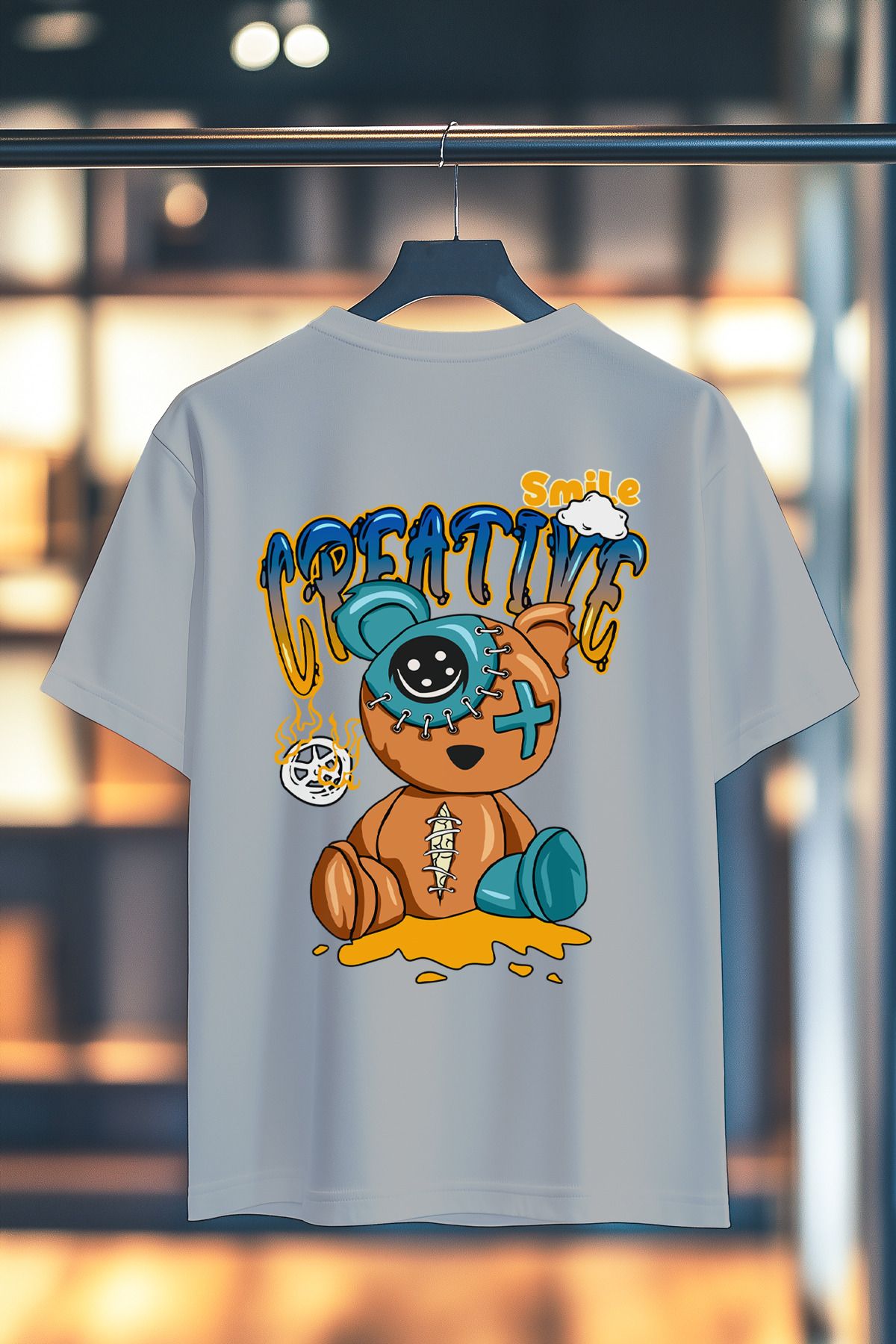 BookOrBook Smile Creative %100 Pamuk Premium Kalite Sırt Baskılı T-Shirt