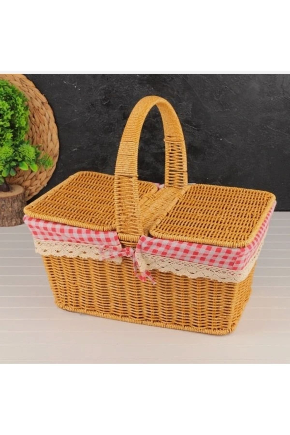 MİEN HOME MİEN rattan hasır piknik sepeti