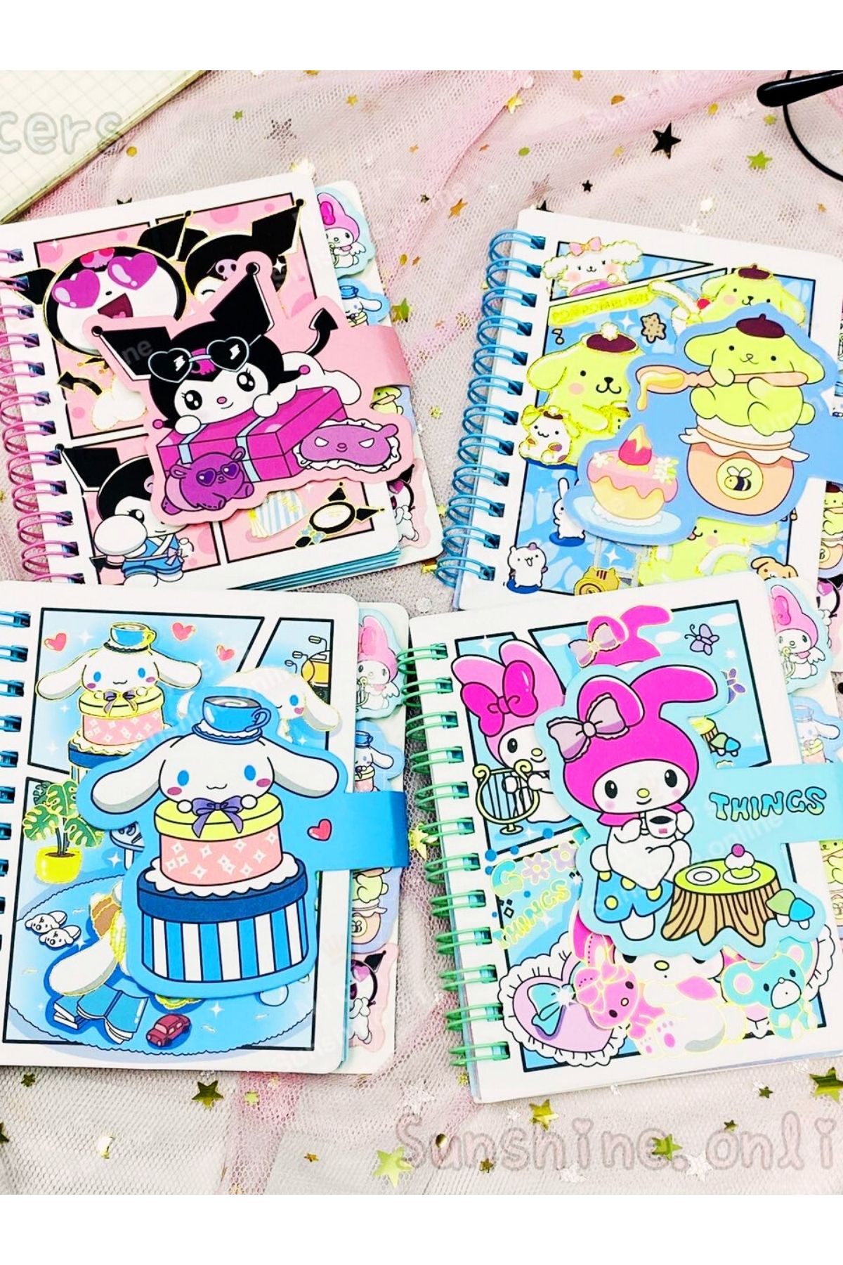 ÖZ OFİS Kuromi My Melody Cinnamoroll Pompompurin Ayraçlı 60 Yaprak Çizgili Defter