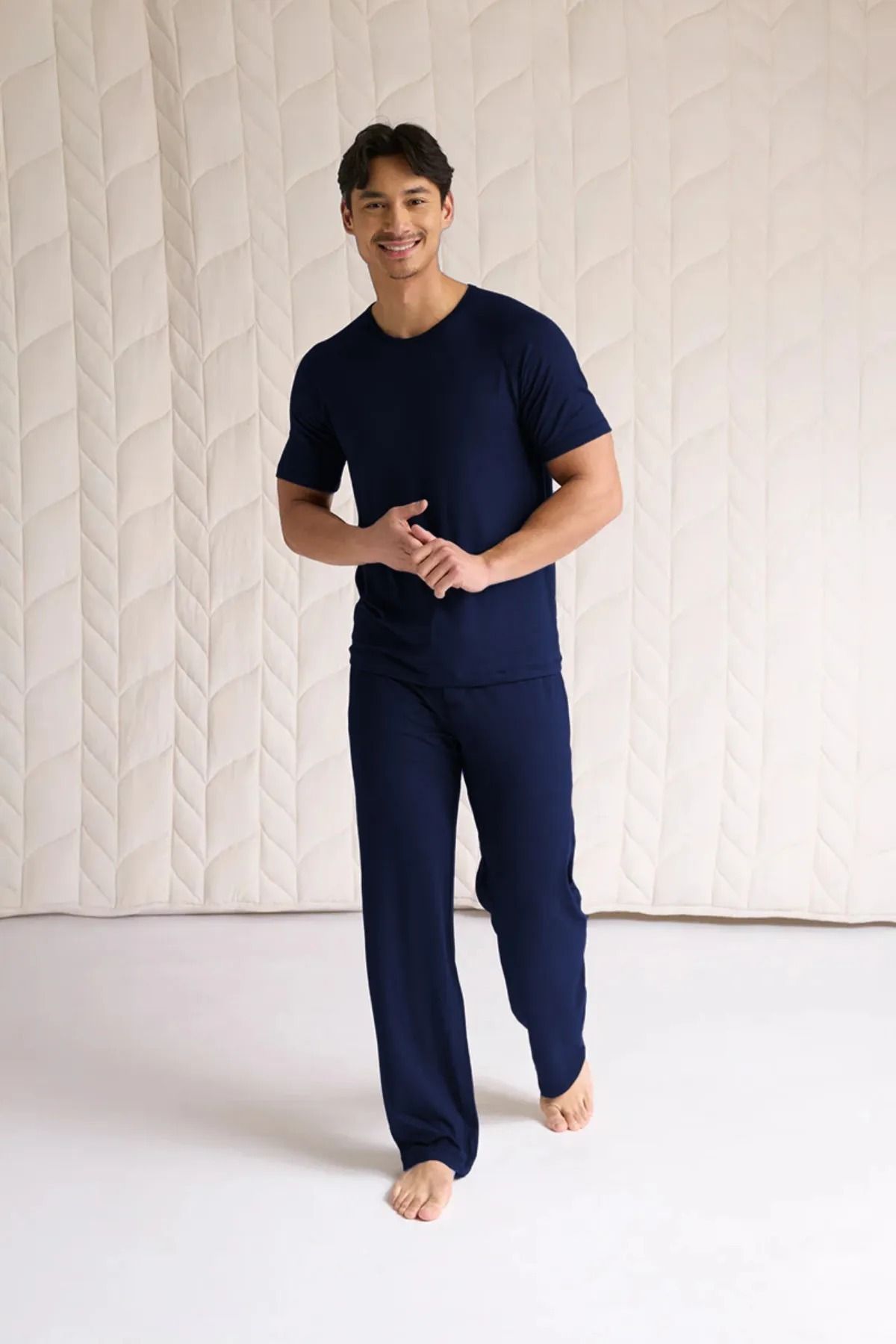 BARLİZ Erkek Bol Kalıp Kısa Kollu İnce Pijama Ve Günlük Takım