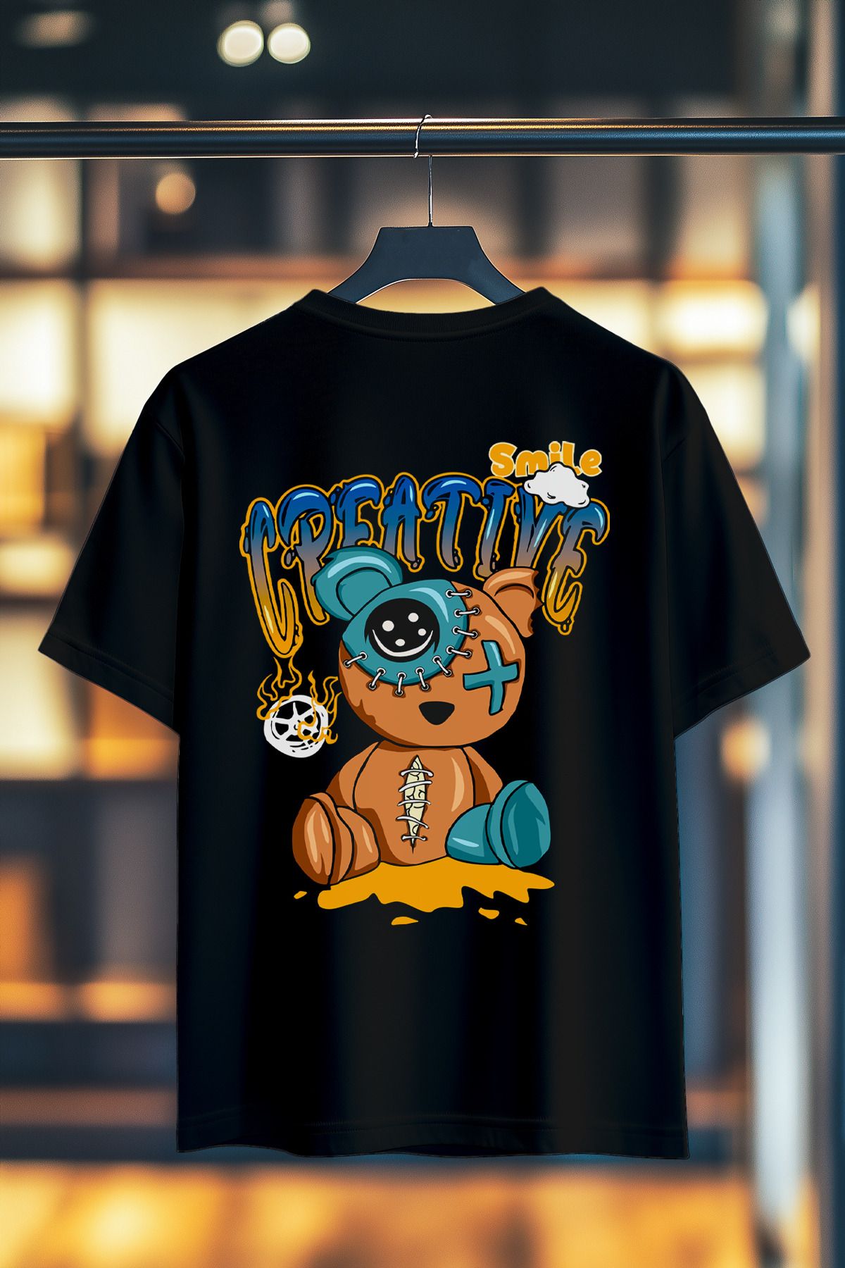 BookOrBook Smile Creative %100 Pamuk Premium Kalite Sırt Baskılı T-Shirt