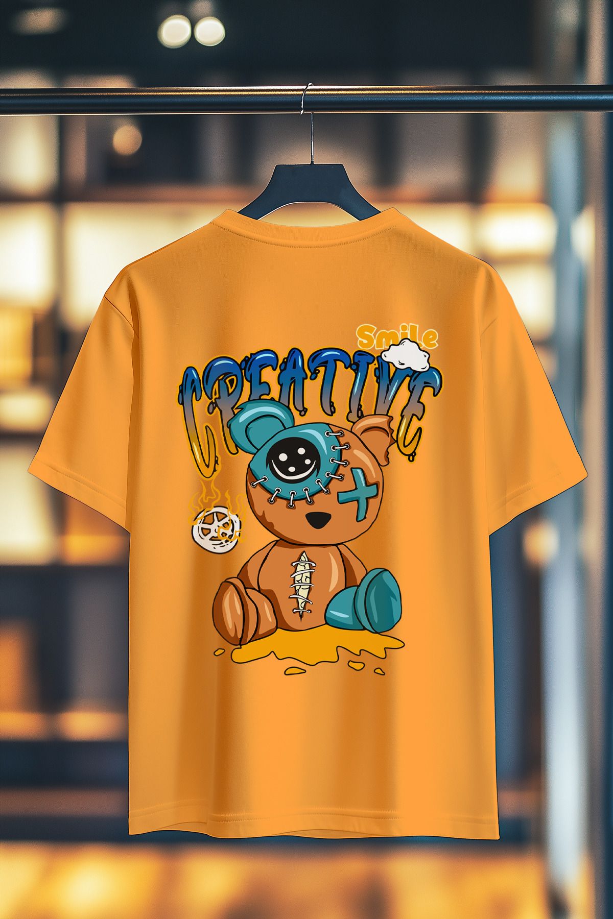 BookOrBook Smile Creative %100 Pamuk Premium Kalite Sırt Baskılı T-Shirt