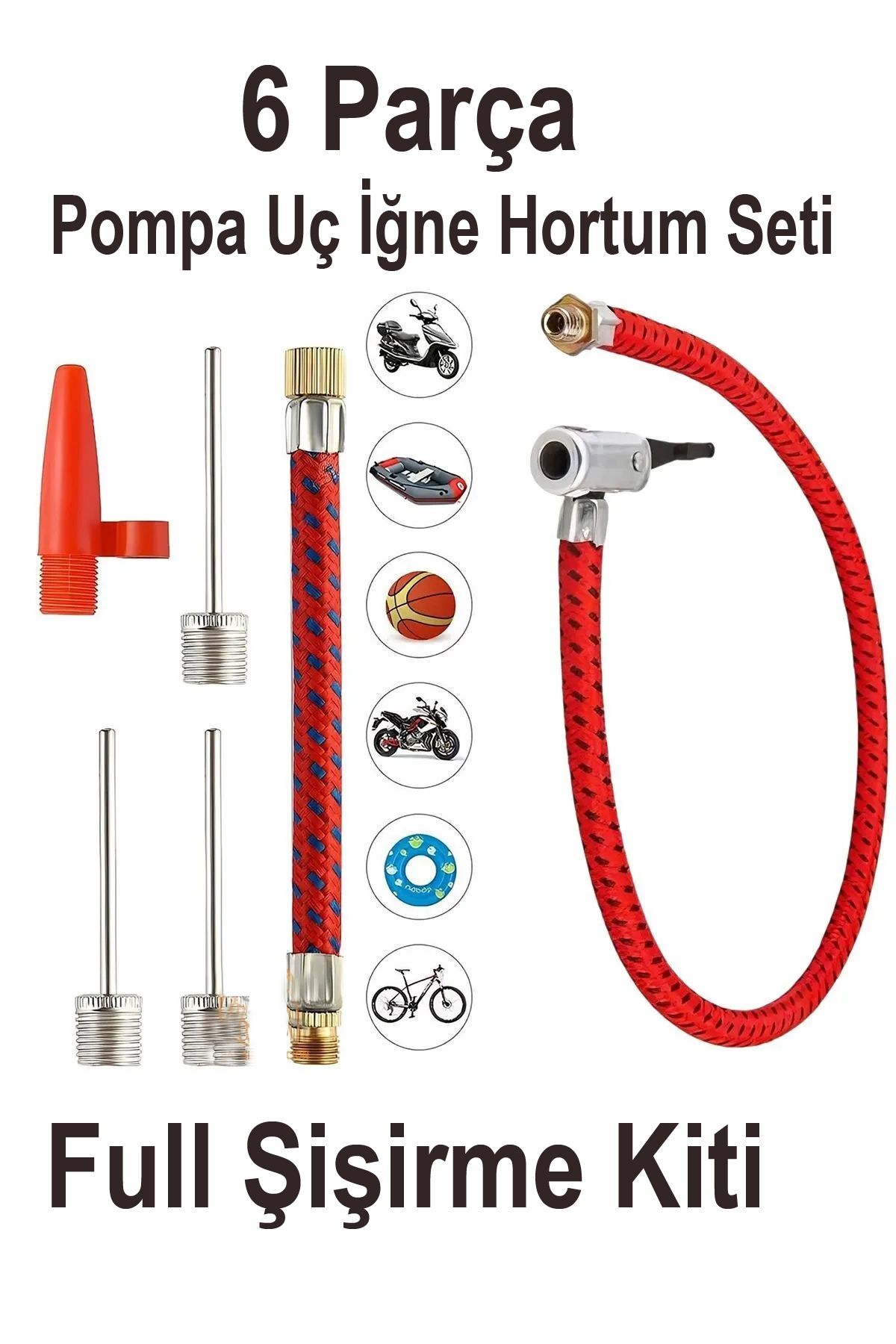 abnturk El Ayak Pompaları Iğne Hortum Şişirme Kiti 3 iğne Uzun ve Kısa Hortum Deniz Yatağı Ucu