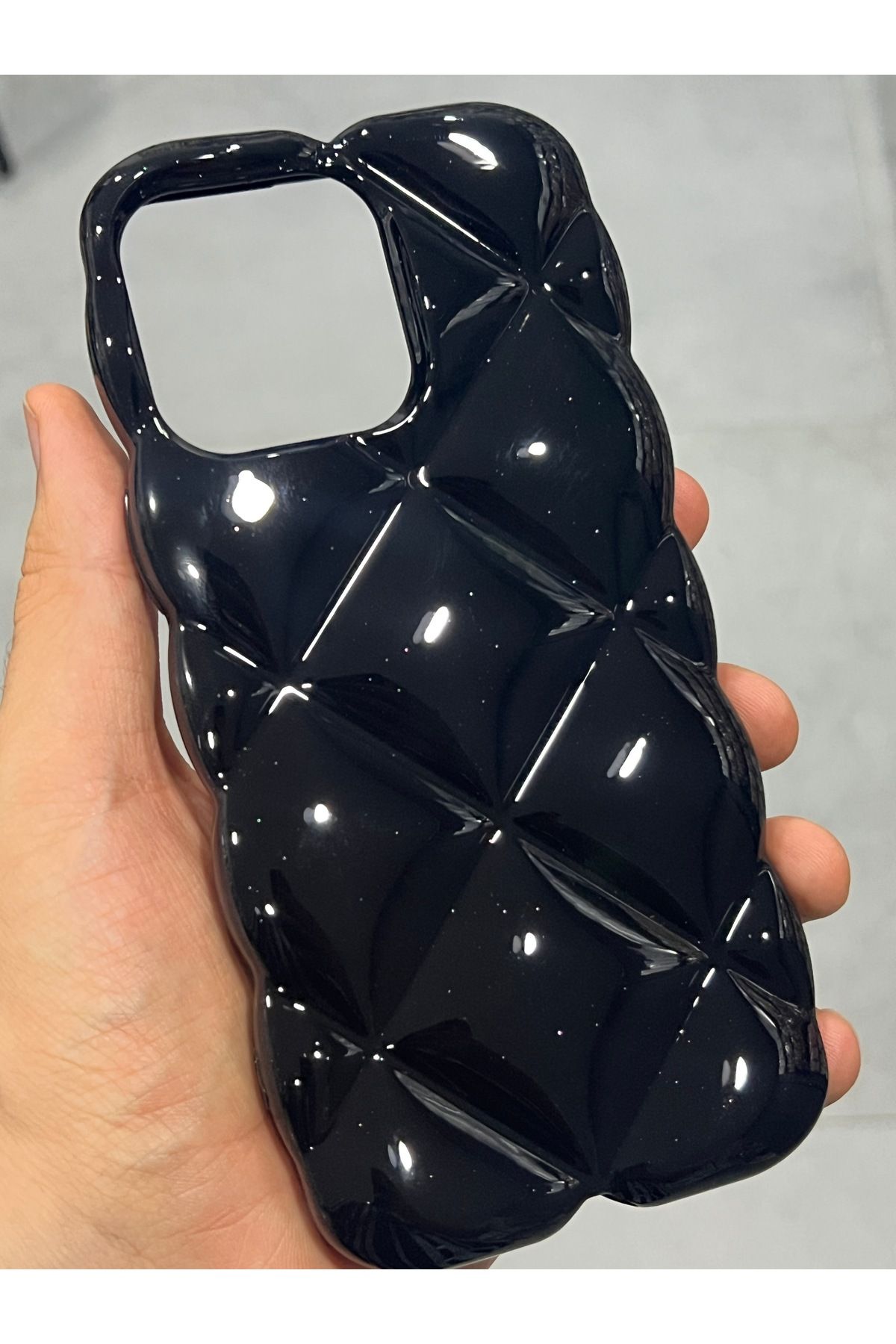 EDELFU iPhone 14 PRO MAX UYUMLU Baklava Desenli Parlak Simli Silikon Kılıf Darbeye Dayanıklı Kapak
