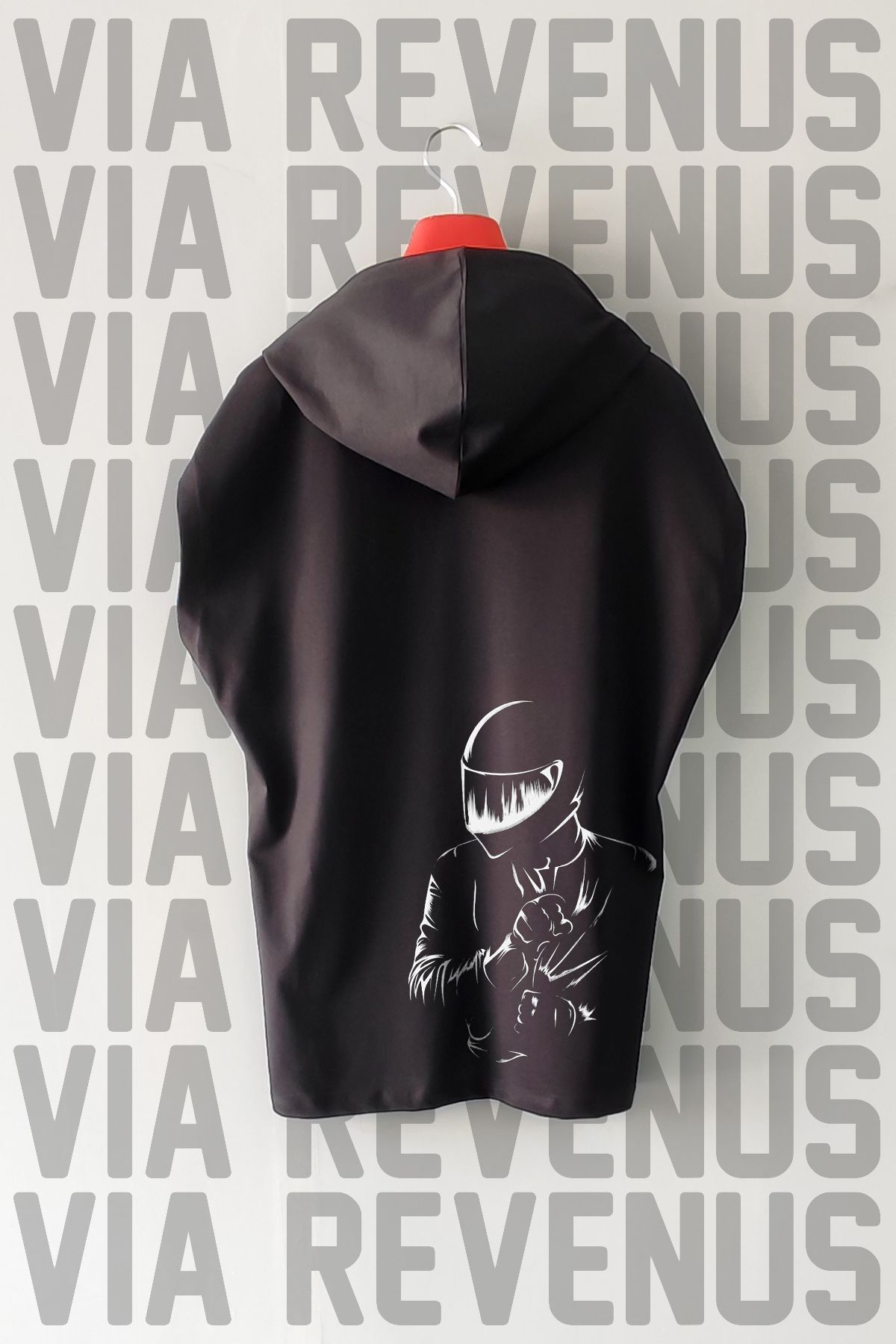 Vordevia Born To Ride / Motorcu Ön ve Arka Baskılı Sıfır Kollu Kapüşonlu %100 Pamuk Spor Tshirt