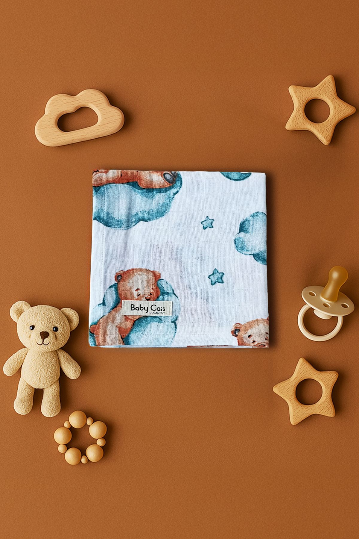 Baby Cais Collection Organik %100 Pamuk Müslin Bebek Örtüsü – Kundak, Bebek Battaniyesi, Ağız Bezi, Alt Açma Örtüsü