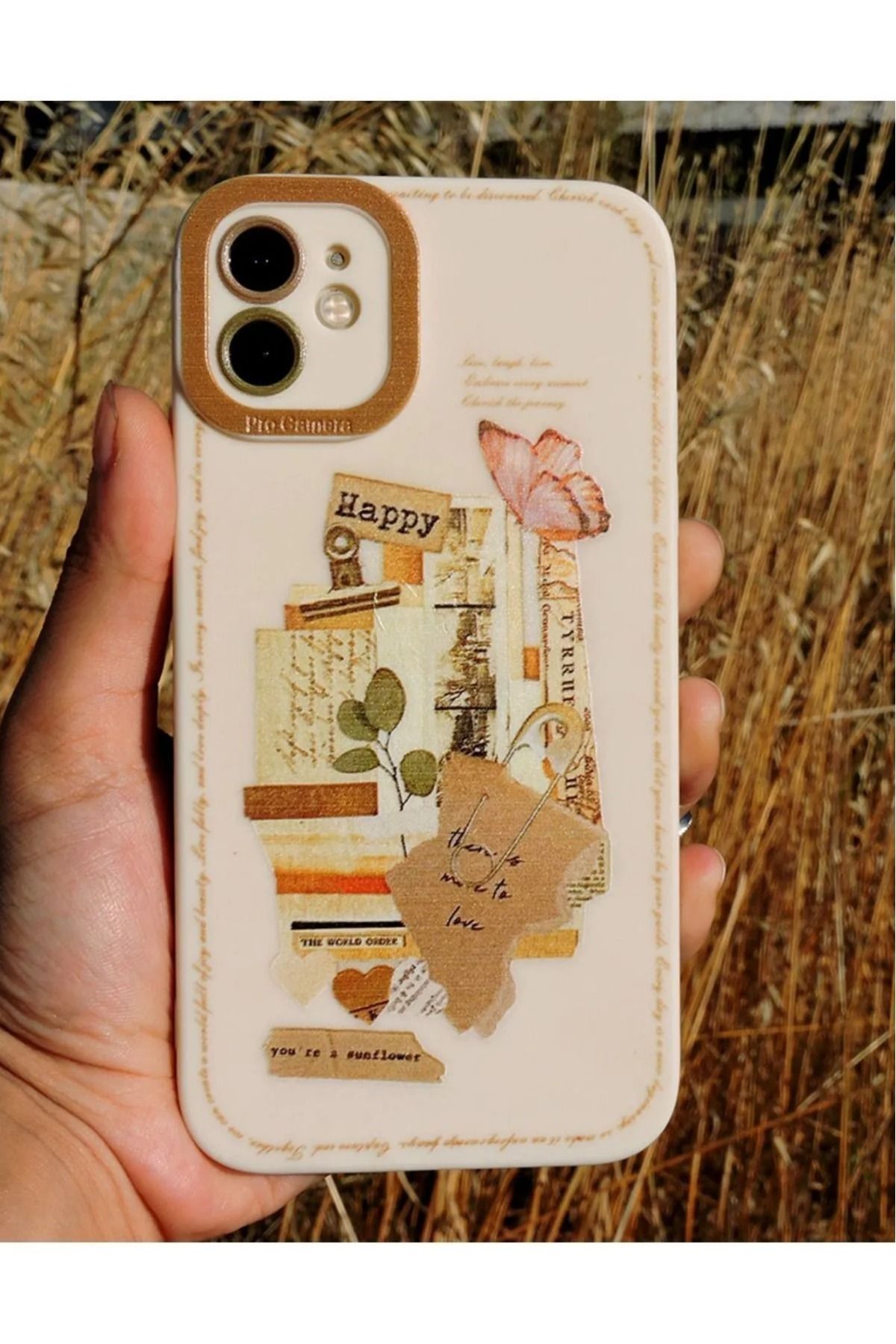 LUXKLAS iphone 11 krem renk baskılı darbeye karşı dayanıklı lansman kılıf