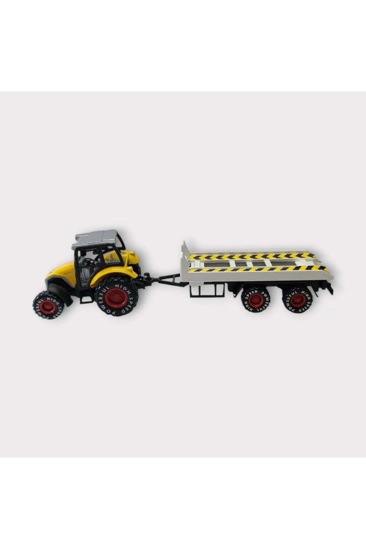 merland benvecocuk Çek Bırak Römorklu Traktör 25Cm - Sarı Çekici (Lisinya)