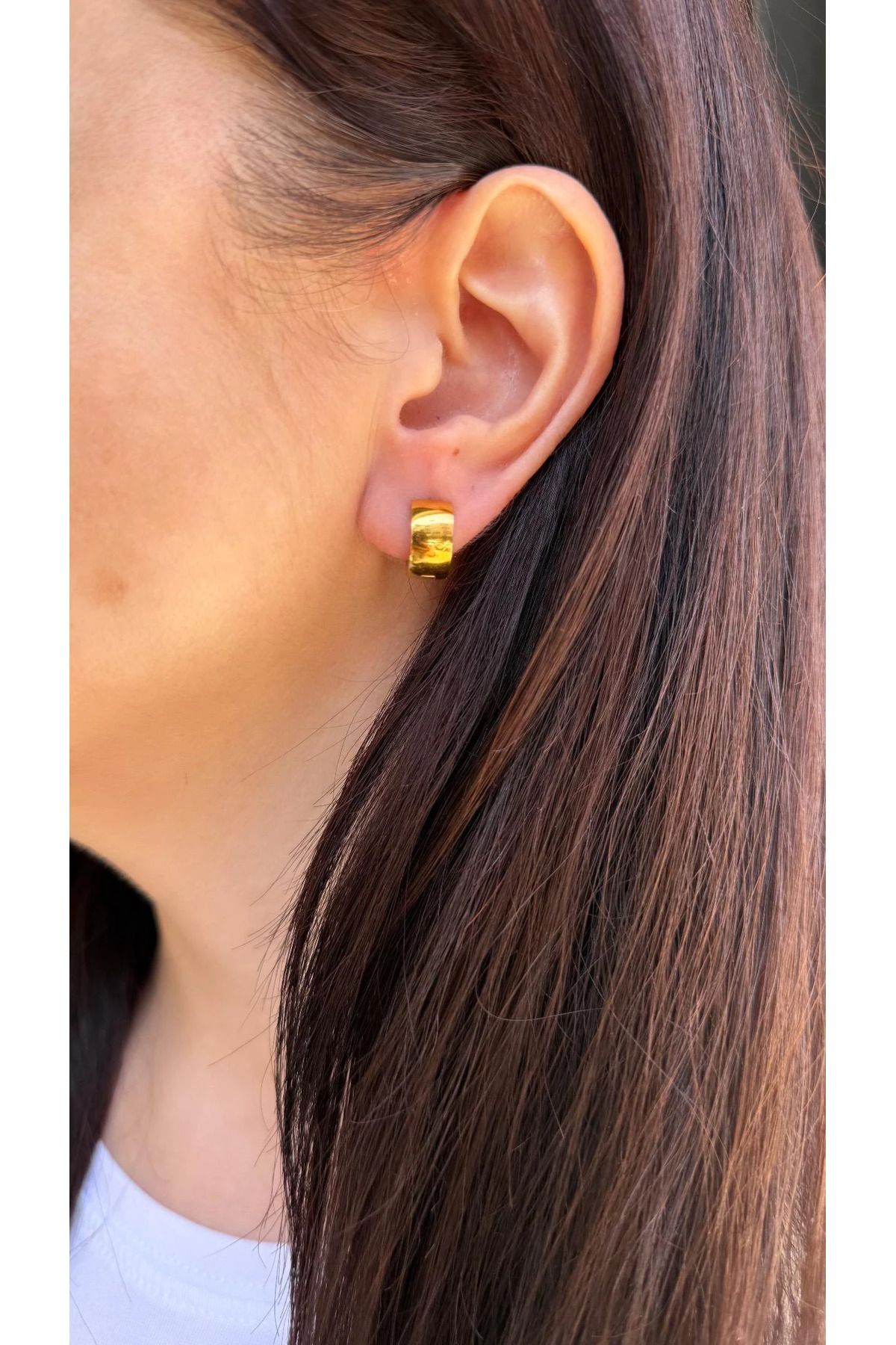 Yares Accessories Çelik gold halka küpe