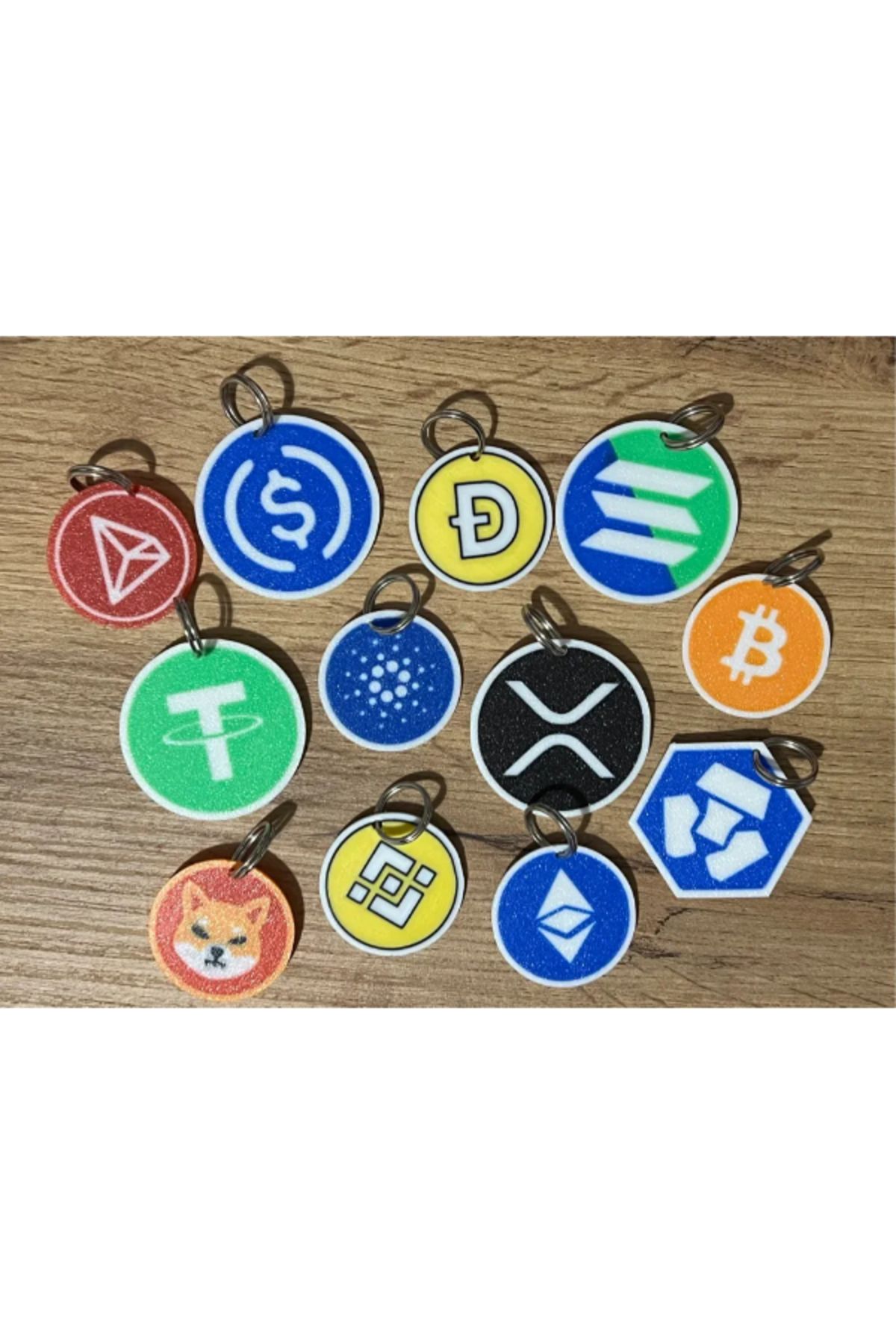 NOMOTHETIC Crypto Coin Anahtarlık Seti – BTC, ETH, BNB, CRO, SOL, SHIB, DOGE
