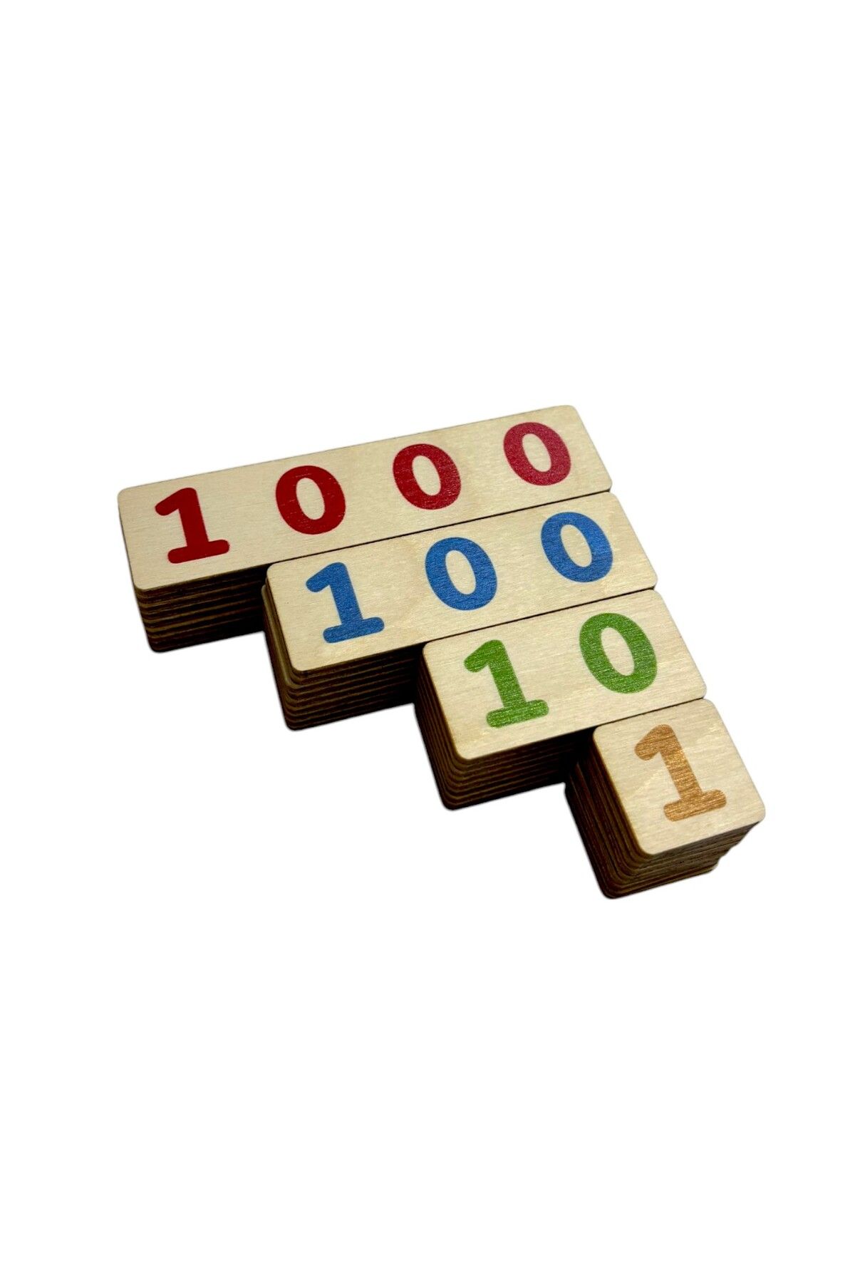 Mind of Toys Basamak Değeri Öğrenme Çubukları, Montessori Ahşap Matematik Seti, 1’ler 10’lar 100’ler 1000’ler