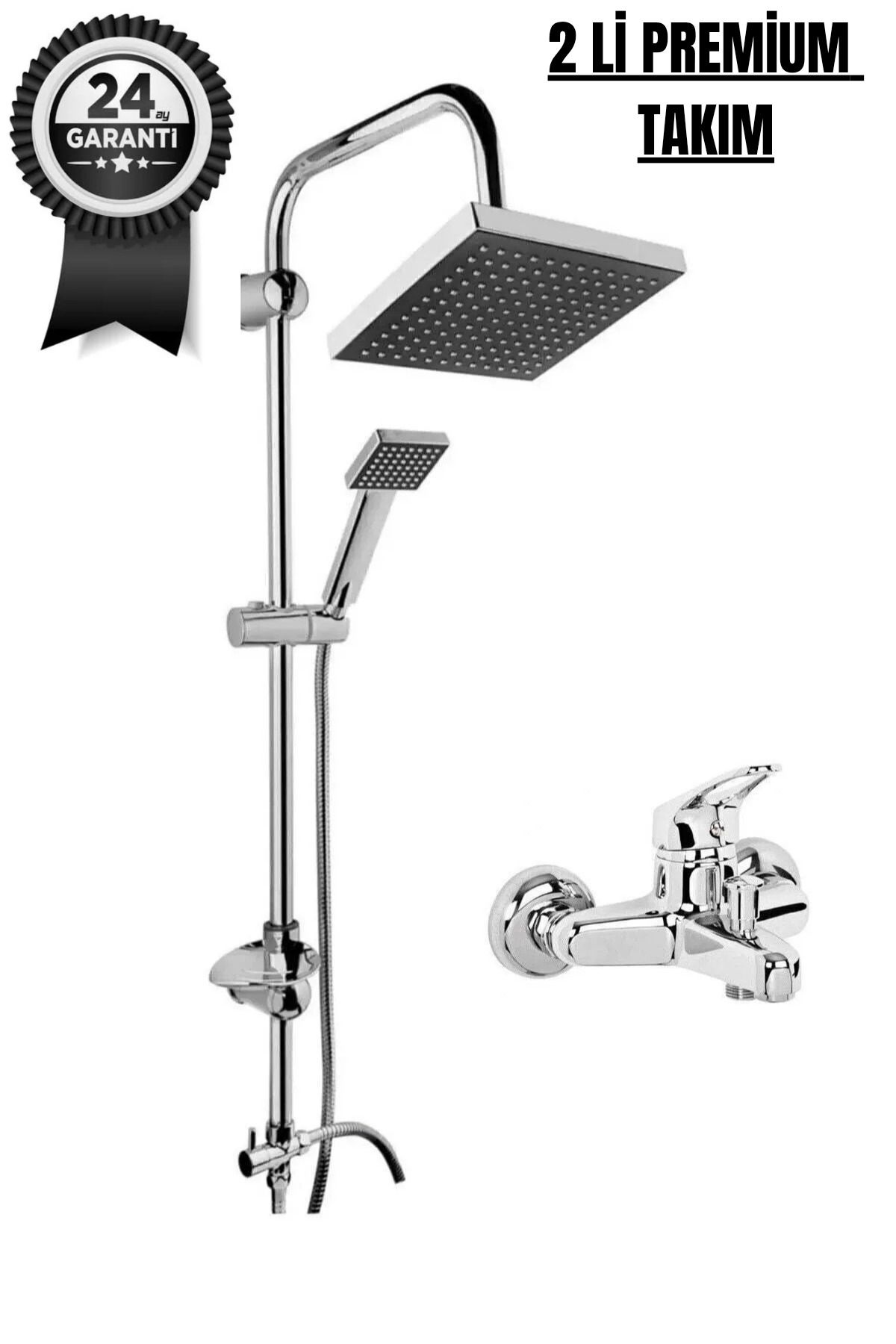 JustBS Kare Lüks Paslanmaz Tepe Duş Seti Robot Duş Takımı Duş Set Banyo Bataryası