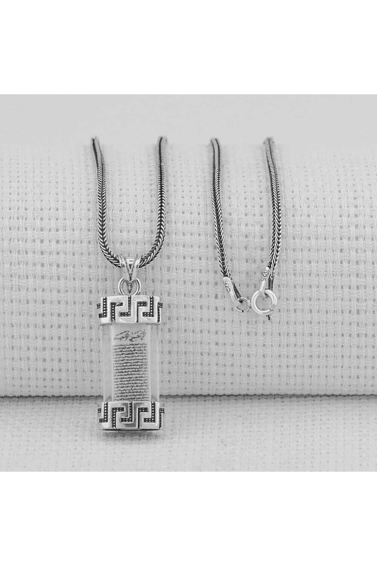 shop Muska Cevşen Dualı 925 Ayar Gümüş Erkek Kolye
