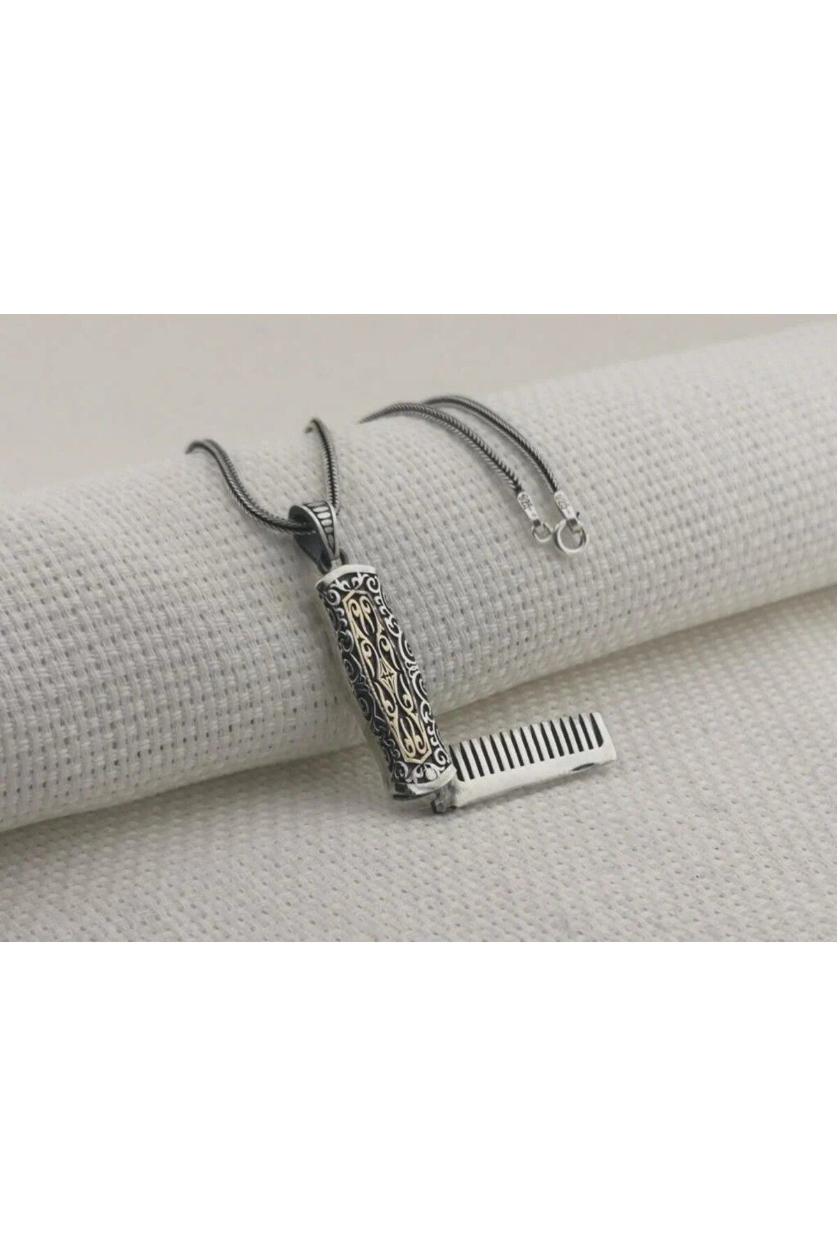 shop Tasarım Berber Tarağı 925 Ayar Gümüş Erkek Kolye