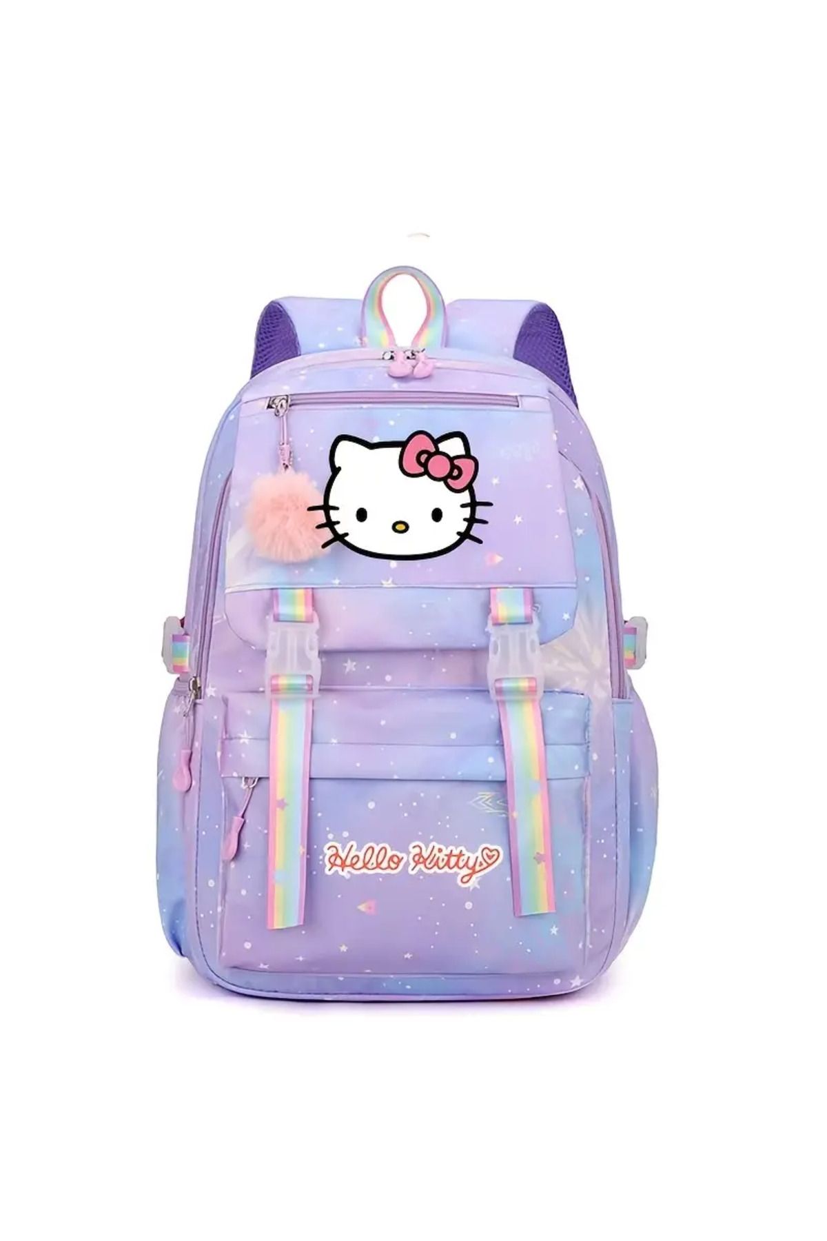 ada çanta kırtasiye Çocuk sırt çantası Hello Kitty Renkli figürlü 4 bölmeli geniş kapasiteli Mor (43cm*29cm*15cm) AD9663