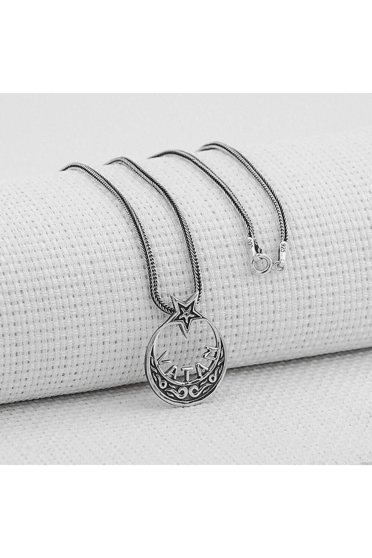 shop Ay Yıldız Tasarımlı 925 Ayar Gümüş Erkek Kolye