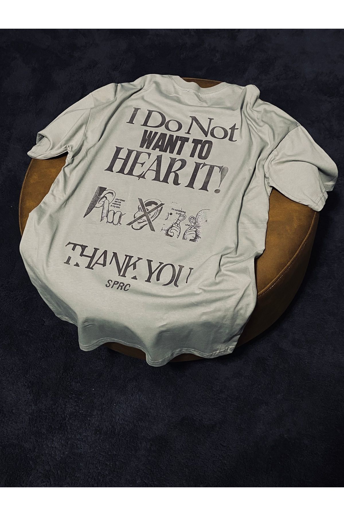 Spark Collection Sensory Organs %100 Pamuklu Relax Kalıp Bisiklet Yaka Açık Gri Tshirt