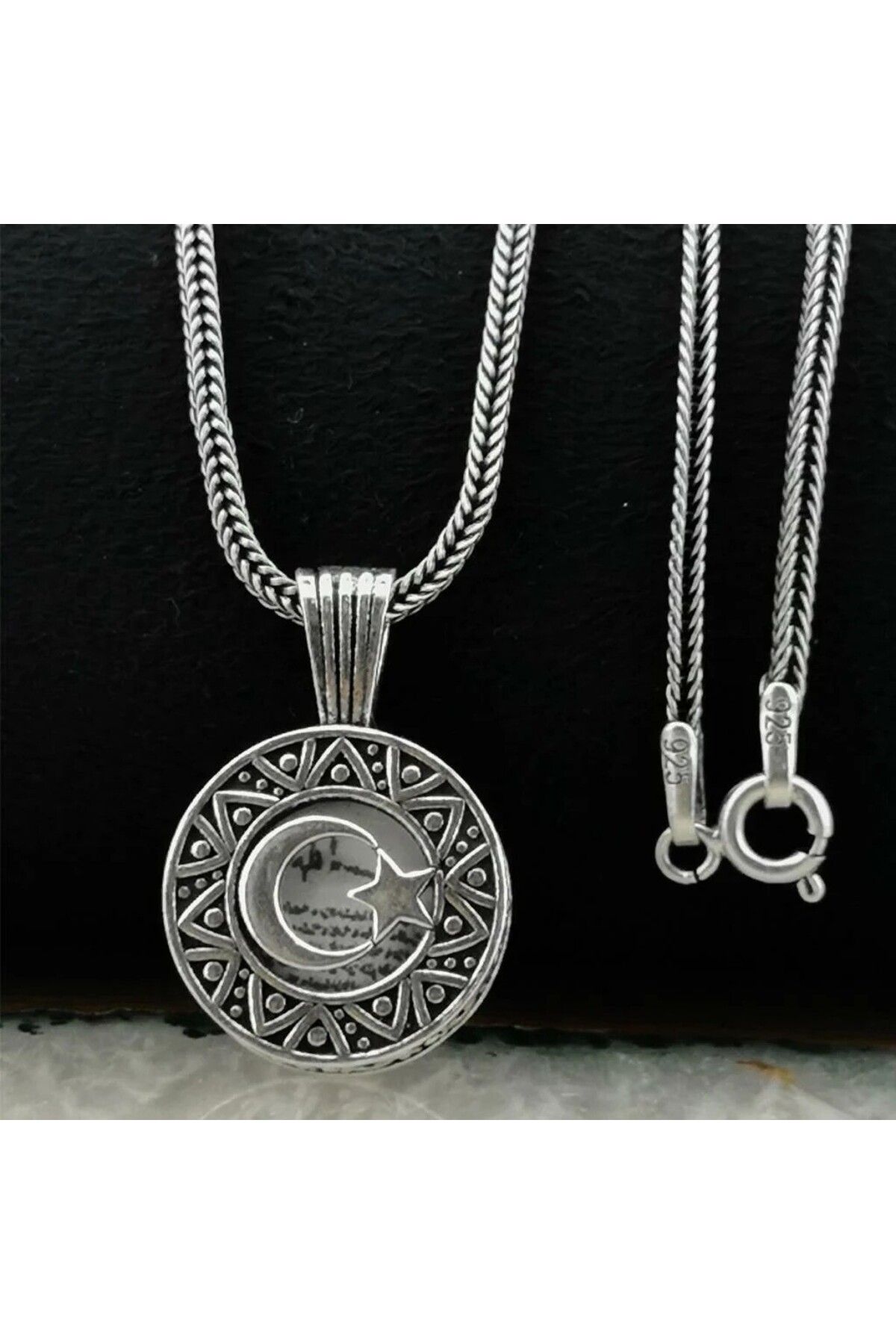 shop Ay Yıldız Tasarımlı cevşeni Kebir Dua 925 Ayar Gümüş Erkek Kolye