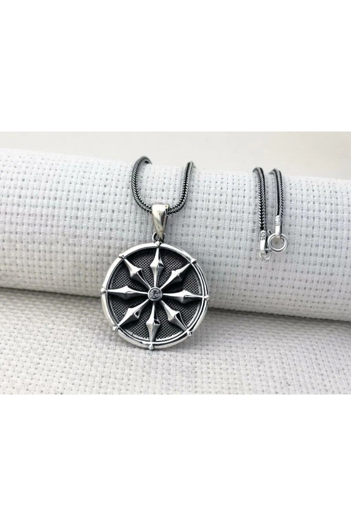 shop Antik Roma Koleksyonu Sihirli Pusula Tasarımı 925 Ayar Gümüş Erkek Kolye