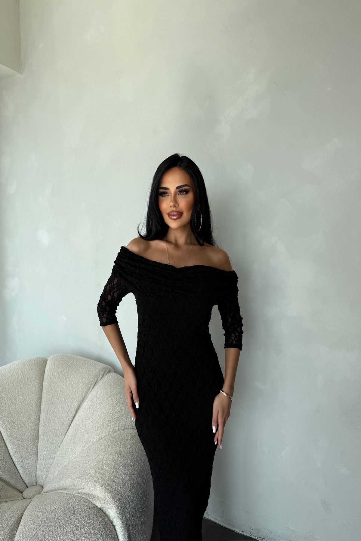 kamacibutik MADONNA YAKA GÜPÜR ELBİSE