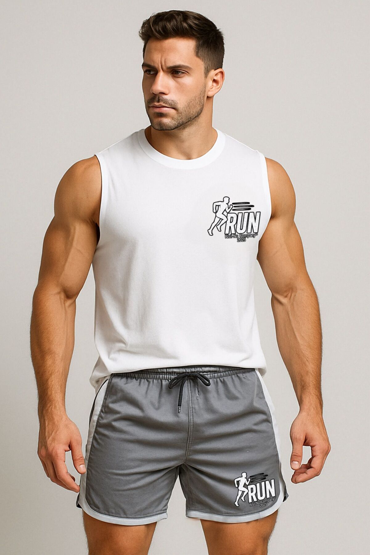 Risil-Nu Company Yeni Sezon Premium Petek Kumaş Şort ve Pamuklu Atlet İkili GYM Sporcu Takımı