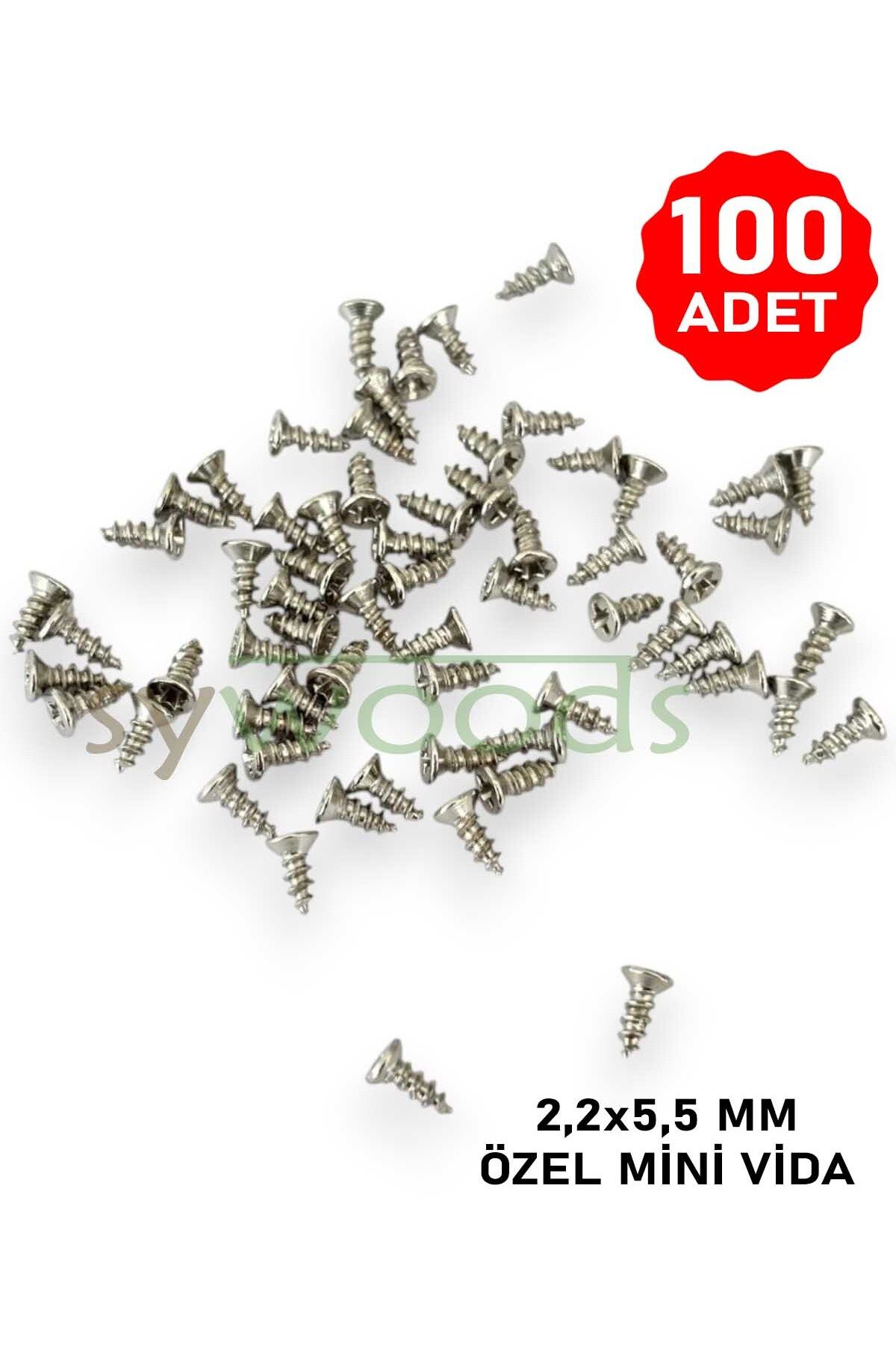 sywoods Mini vida 2.2x5.5 mm 100 adet nikel menteşe kilit hobi el işi elektronik vidası