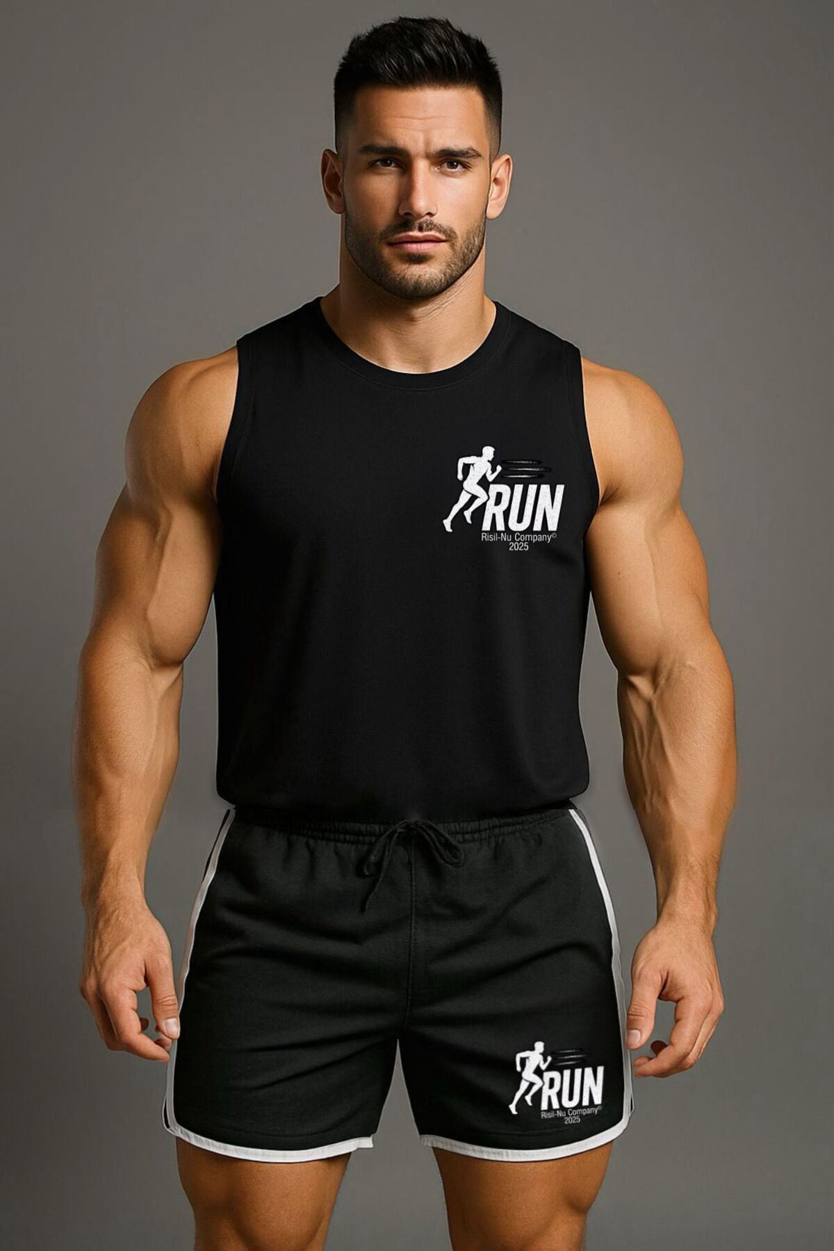 Risil-Nu Company Yeni Sezon Premium Petek Kumaş Şort ve Pamuklu Atlet İkili GYM Sporcu Takımı