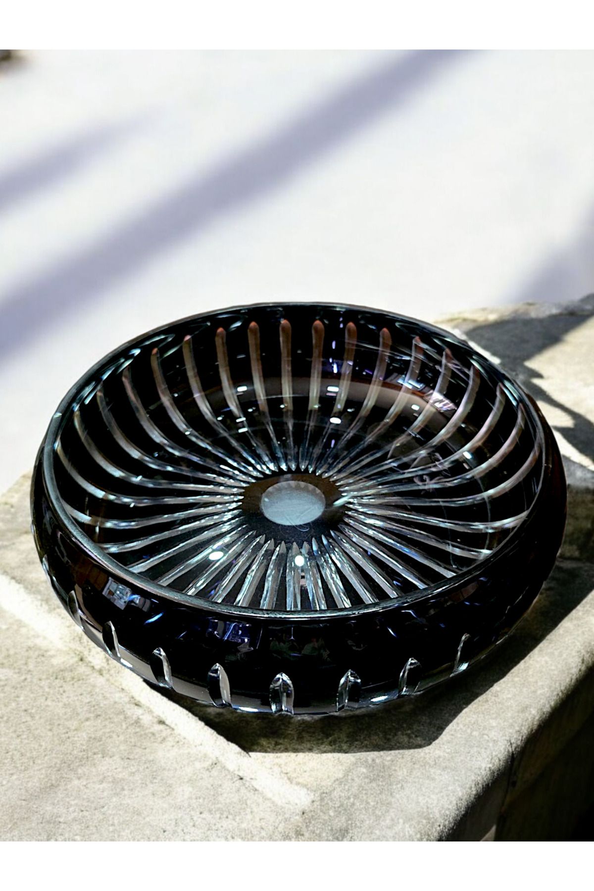 AYZ HOME 28 Cm Renkli Kesme Kristal Cam Sunum Kasesi /Salata Kasesi /Meyvelik
