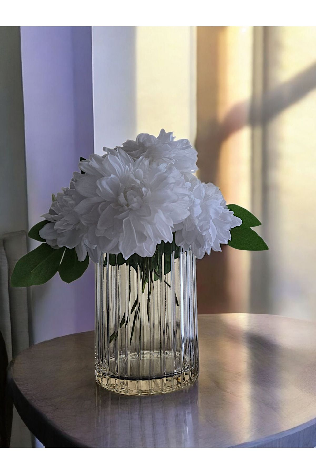 AYZ HOME Kristal Cam Çizgi Kesme Dekor Vazo