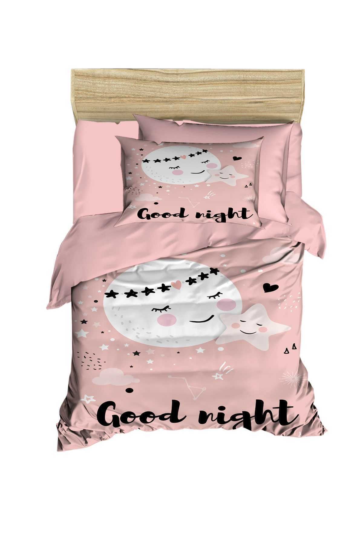 merland benvecocuk Yenidoğan Kız Bebek Nevresim Takımı %100 Pamuklu Good Night