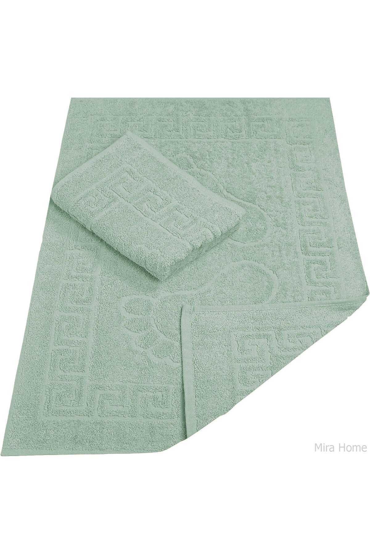 merland benvecocuk 2 Li Banyo Ayak Havlusu %100 Pamuk 50X70 Cm Menesch Yeşil