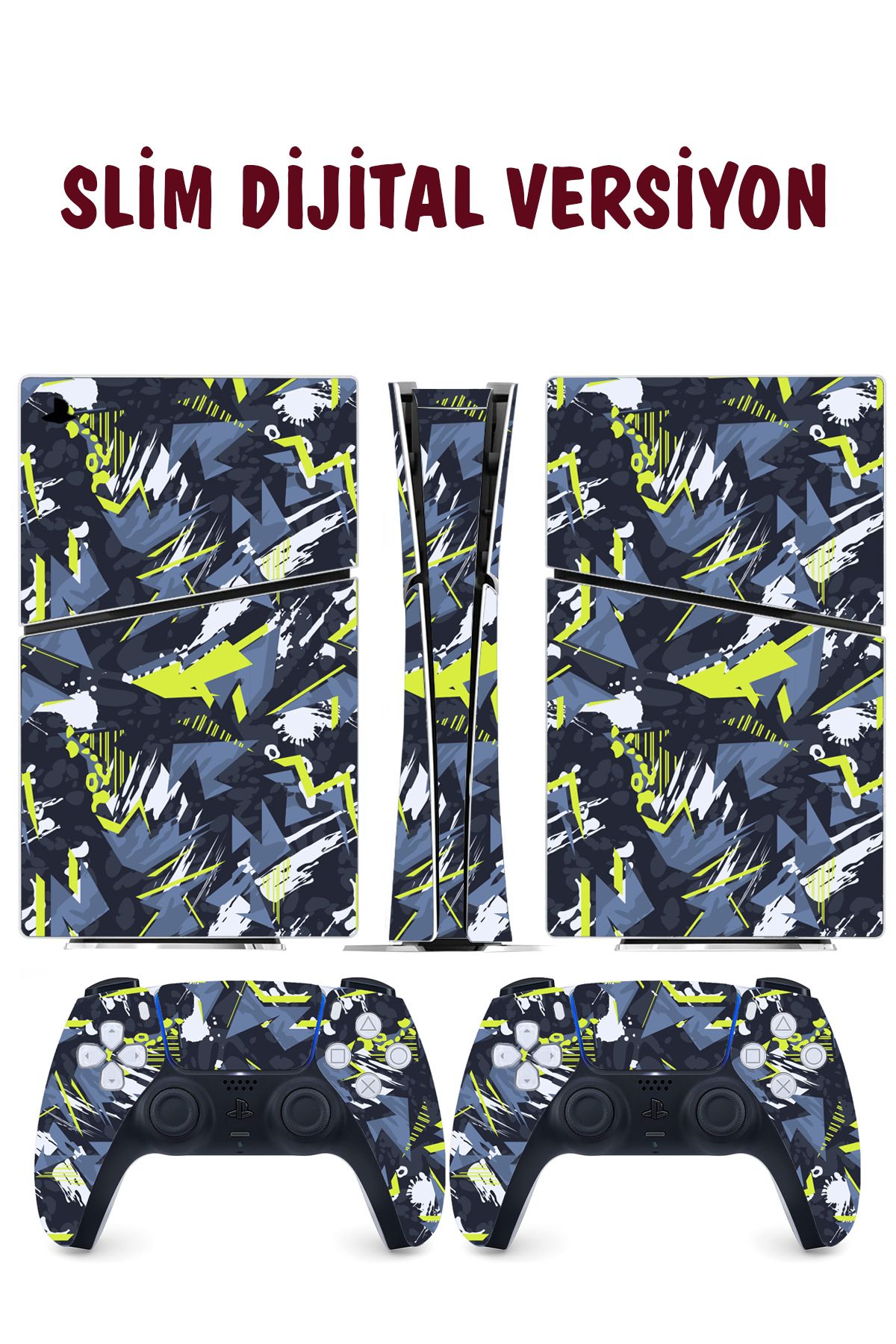 KT Decor Sarı Lacivert Soyut Desenler Playstation 5 Full Sticker Kaplama Seti