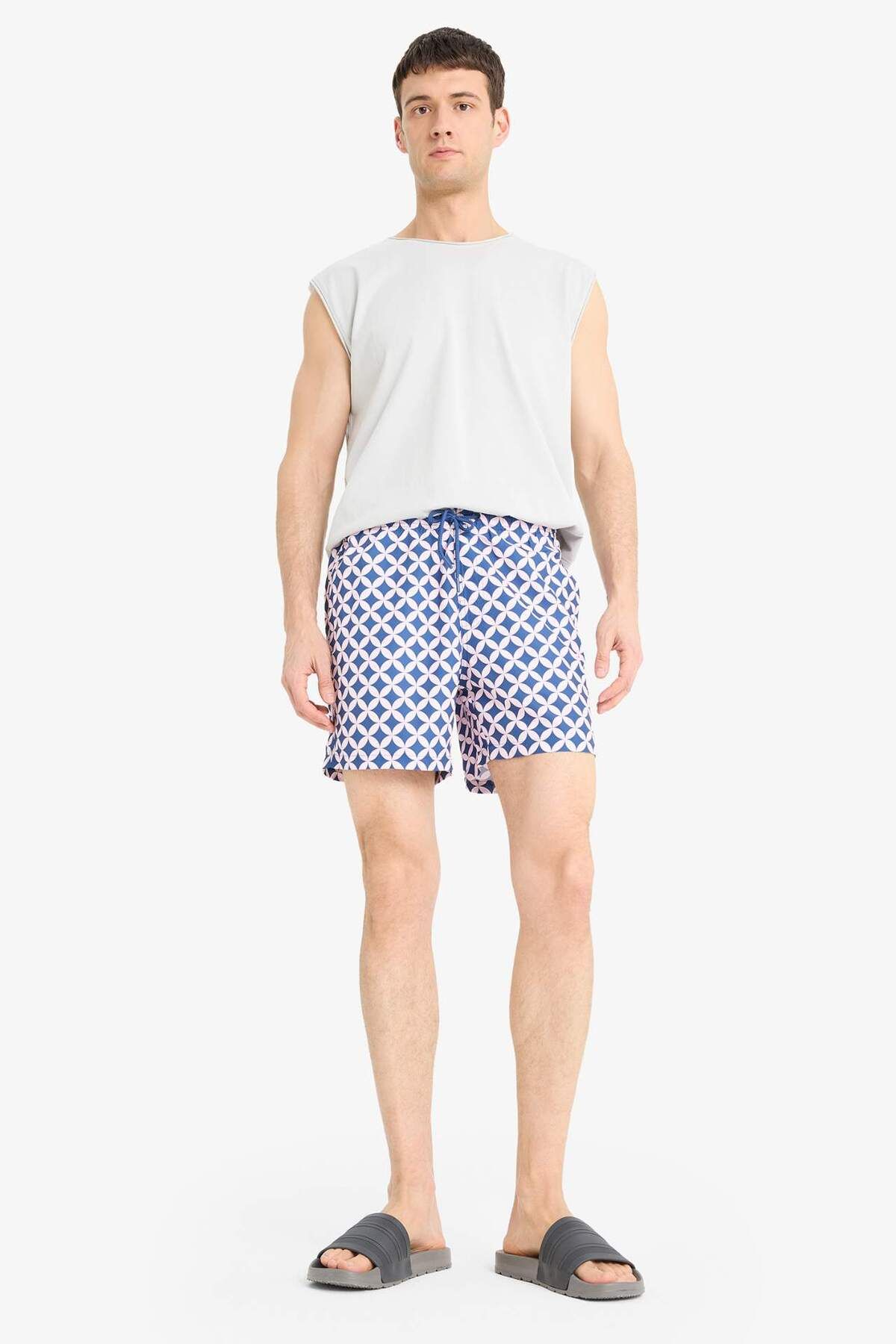 DeFacto-Patterned Mesh Lined Short Length Swim Shorts E1029Ax25Hs 2