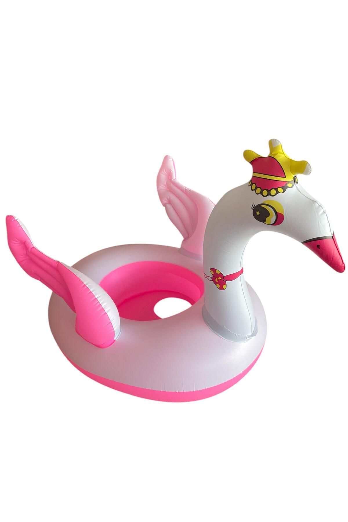 SerenityHaven Flamingo Beyaz Pembe Model Şişme Bot | Çocuk Deniz ve Havuz Can Simidi Yüzme Simidi Botu