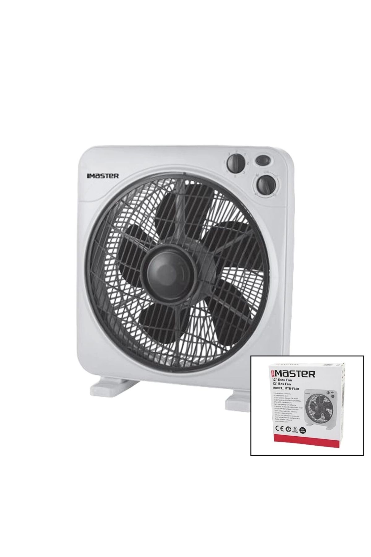 Nemere 12 İnç Kutu Fan Vantilatör 3 Kademe Hız 5 Plastik Kanat 40w 60dk.zaman Ayarlı Mtr-f620