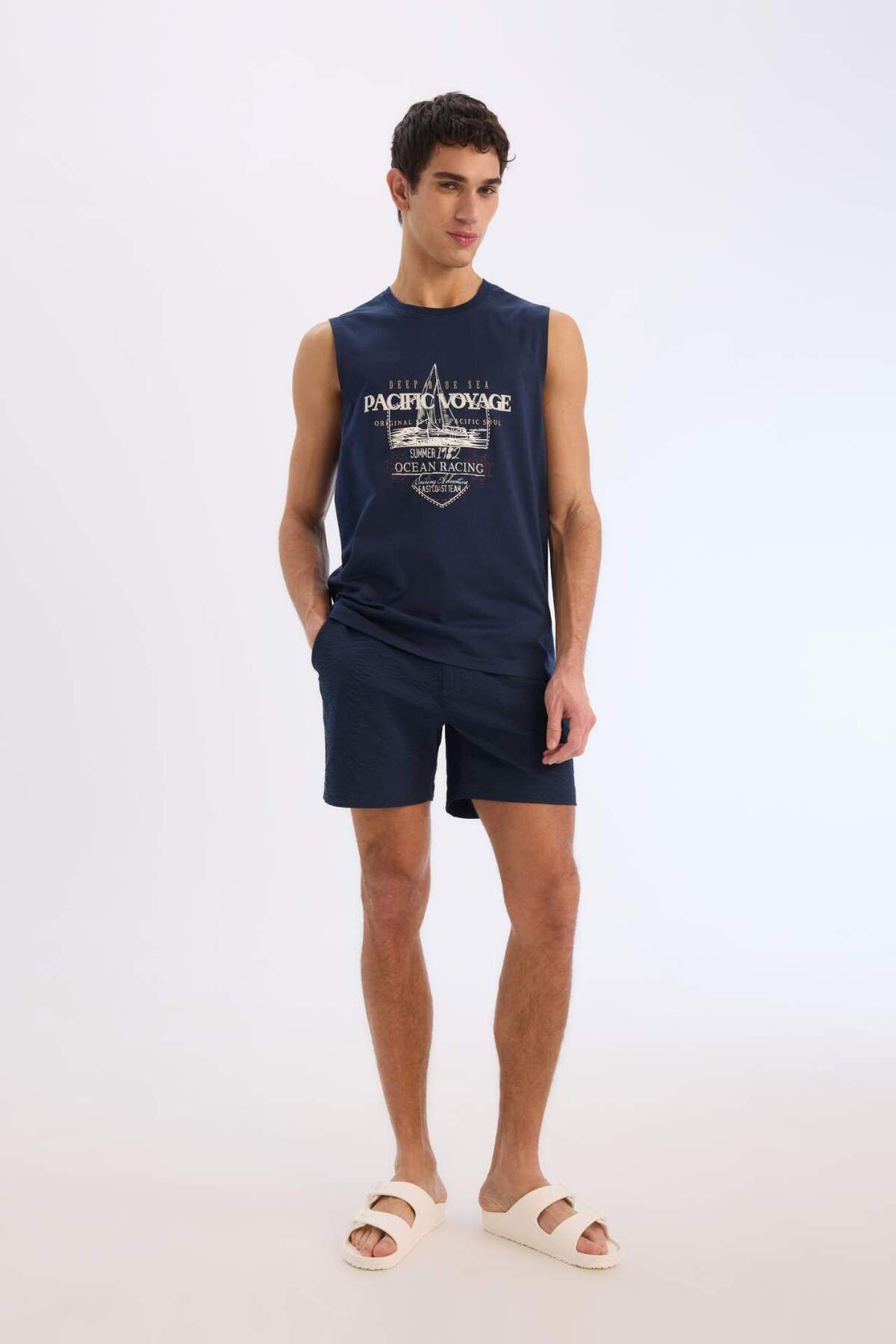 DeFacto-Mesh Lined Button Front Short Length Sea Shorts E0904Ax25Hs 2