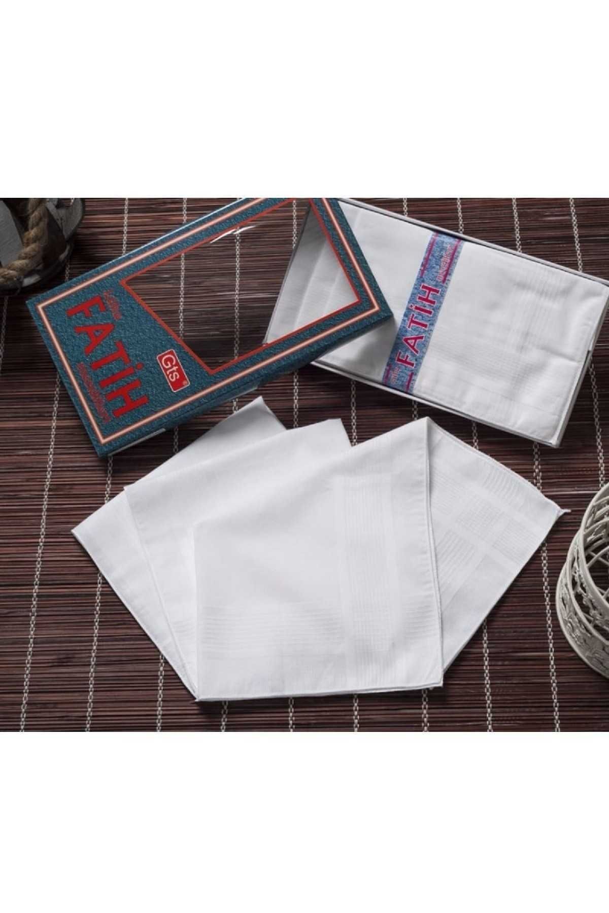 merland benvecocuk Fatih Kutulu 40x40 cm 12 Adet Kumaş Mendil Beyaz