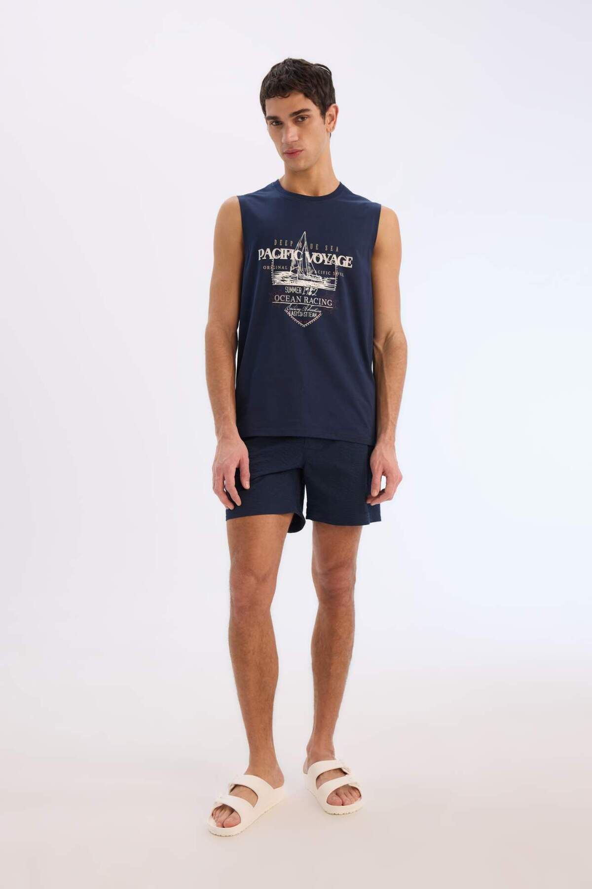 DeFacto-Mesh Lined Button Front Short Length Sea Shorts E0904Ax25Hs 3